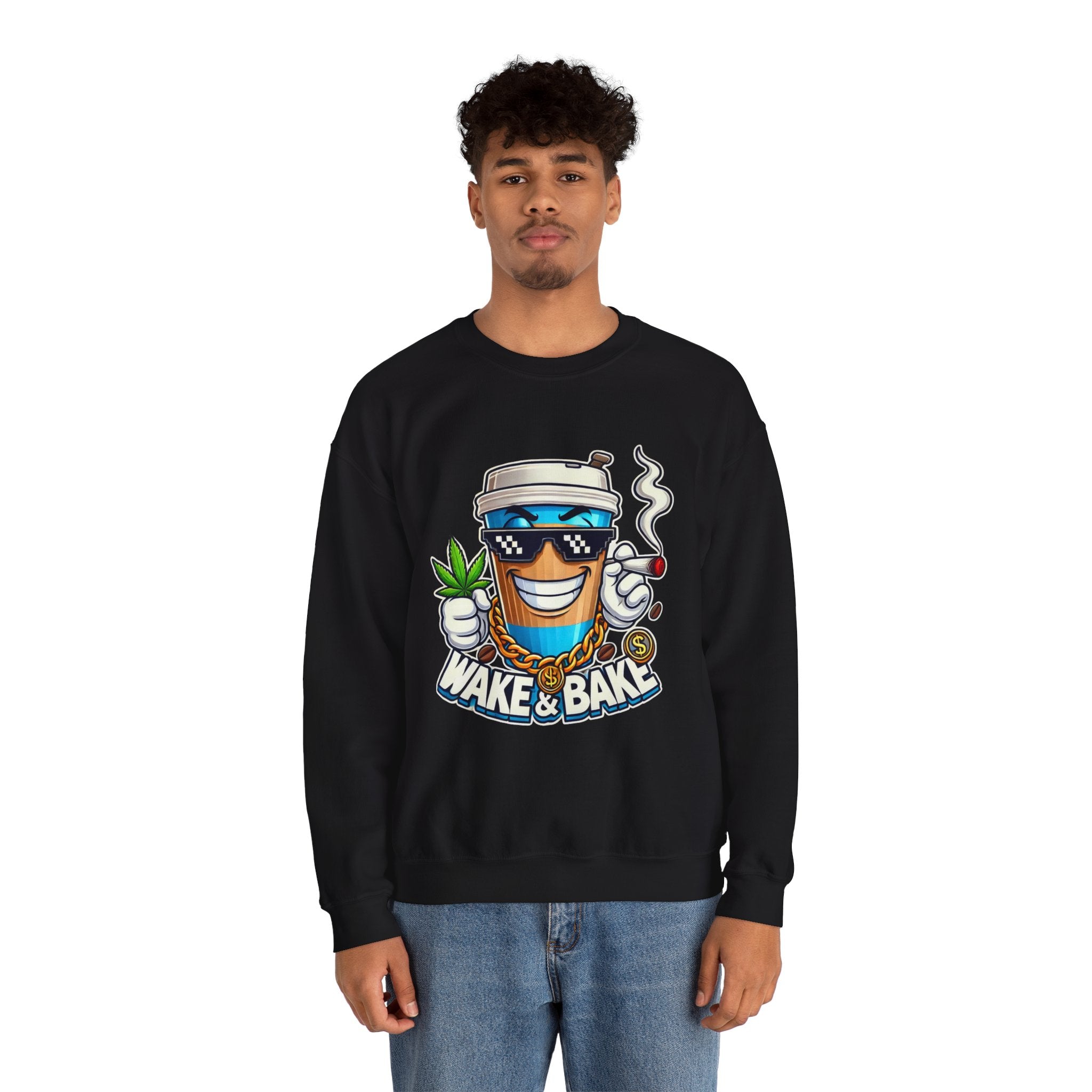 Wake & Bake Unisex Heavy Blend™ Crewneck Sweatshirt - Perfect for Cozy Days & Cannabis Enthusiasts