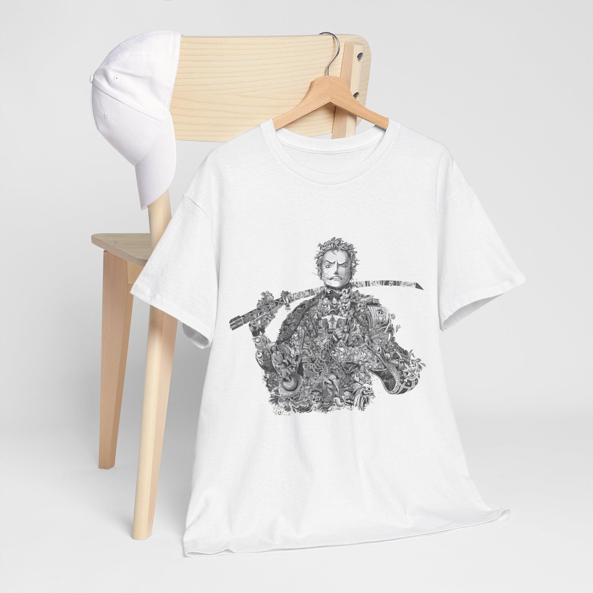 Unisex Heavy Cotton Tee - Artistic Samurai Design, Casual Streetwear for Anime Fans