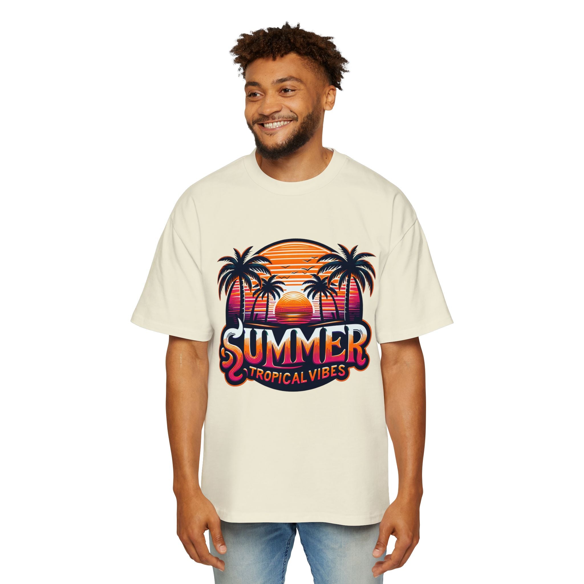 Heavy Oversized Tee - Summer Tropical Vibes Graphic T-Shirt