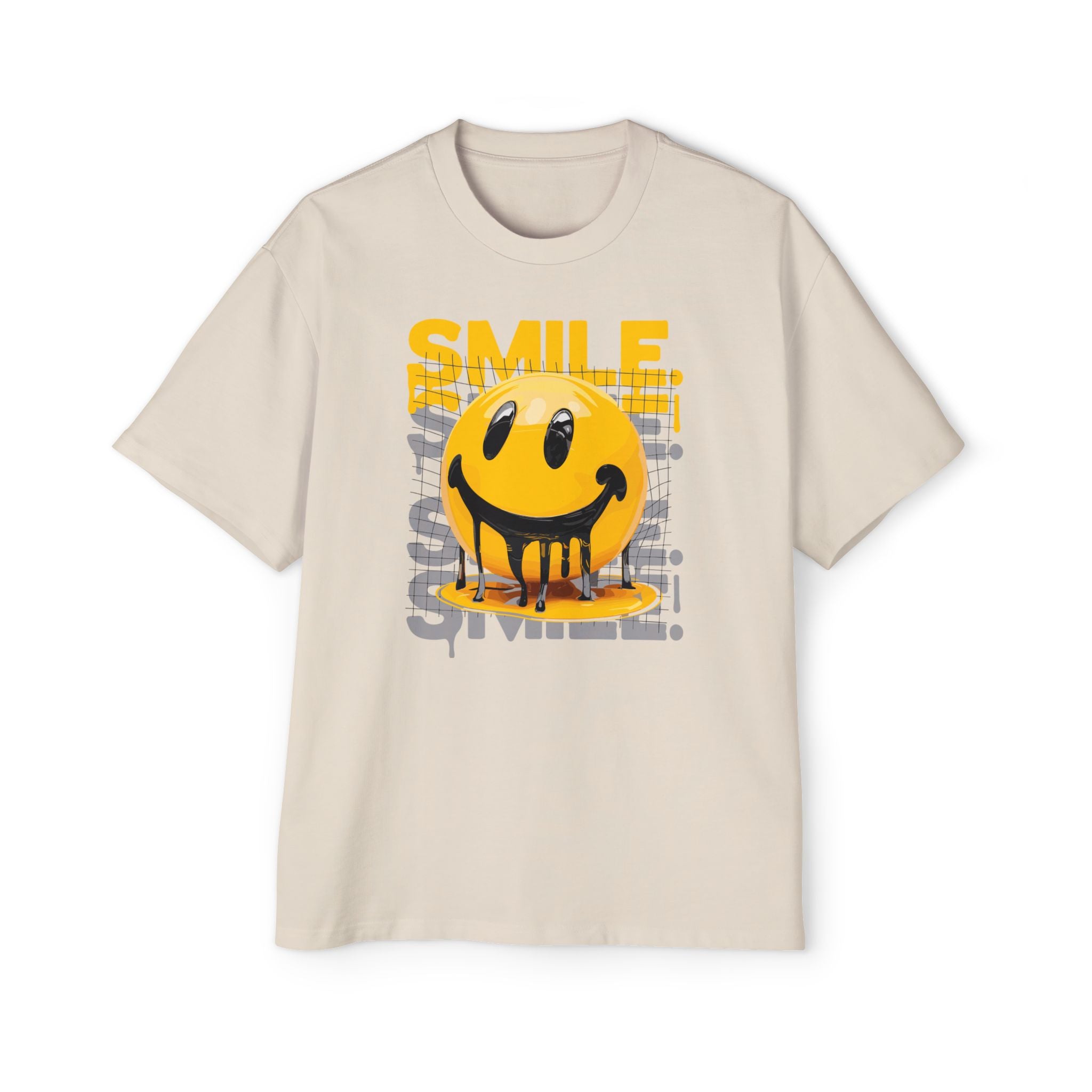 Smile Oversized Tee - Yellow Graphic T-Shirt for Casual Vibes