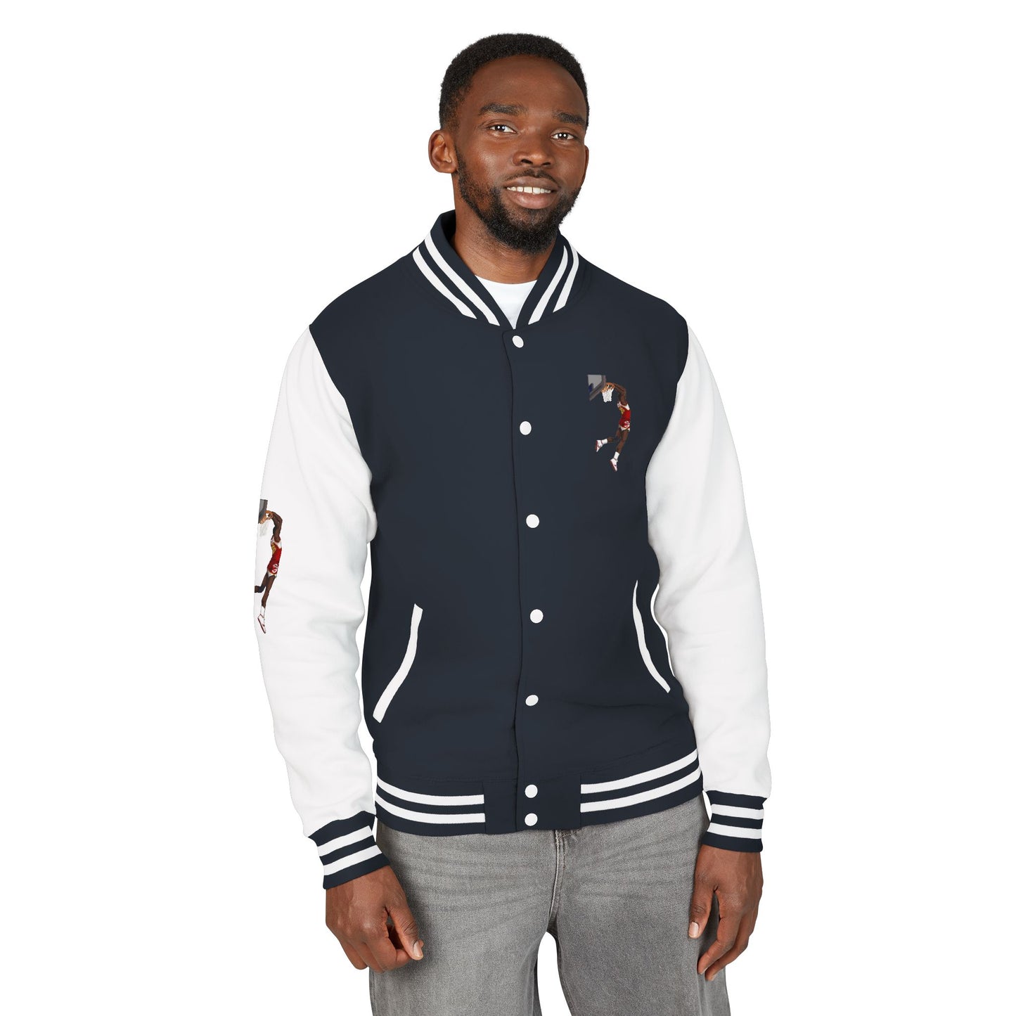 Unisex Heavyweight Letterman Jacket - Retro Basketball Design