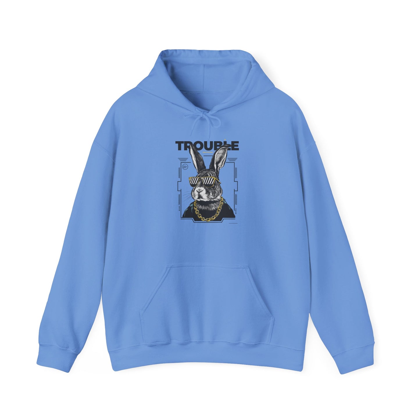 Unisex Heavy Blend™ Hooded Sweatshirt - 'Trouble' Bunny Design