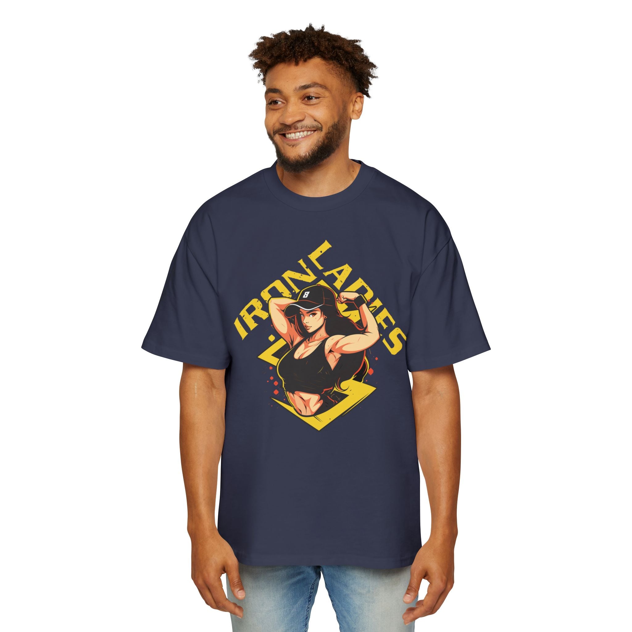 Iron Ladies Oversized Tee - Empowering Graphic Shirt for Fitness Enthusiasts