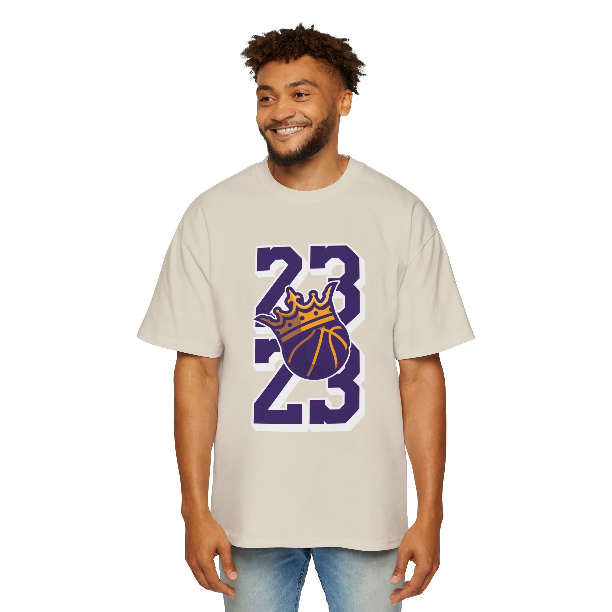 Oversized Graphic Tee - Basketball Crown Design - Perfect for Sports Fans