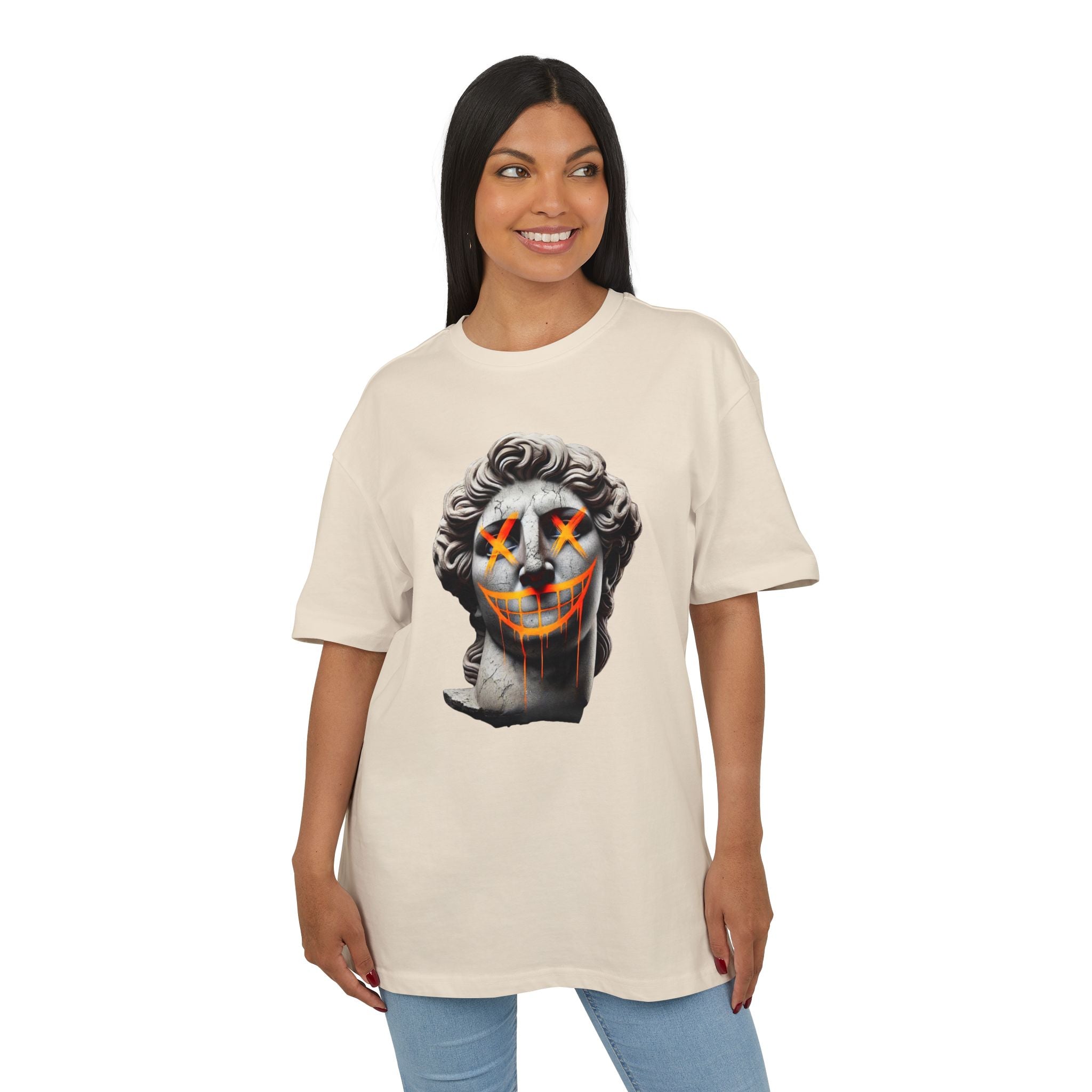 Dripping Gangsta David Oversize Tee with Distorted Statue Design