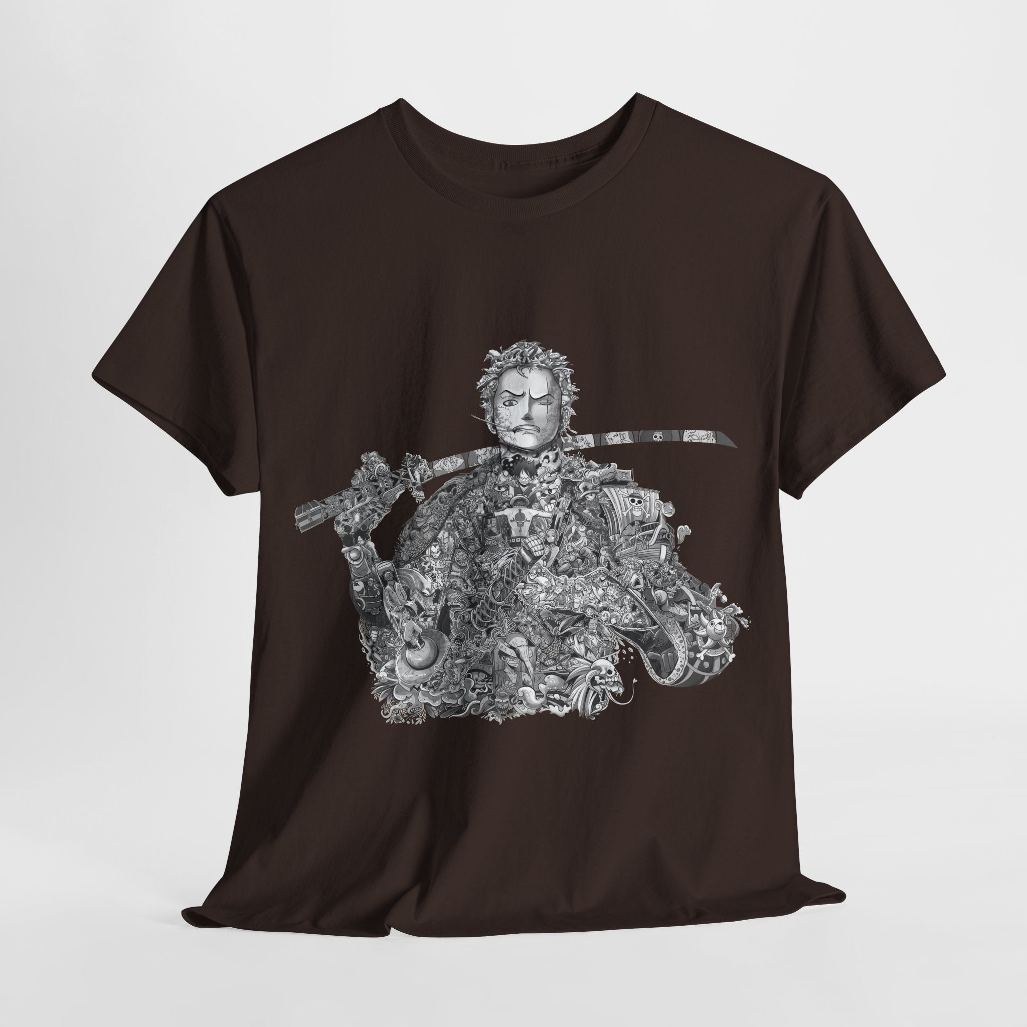 Unisex Heavy Cotton Tee - Artistic Samurai Design, Casual Streetwear for Anime Fans