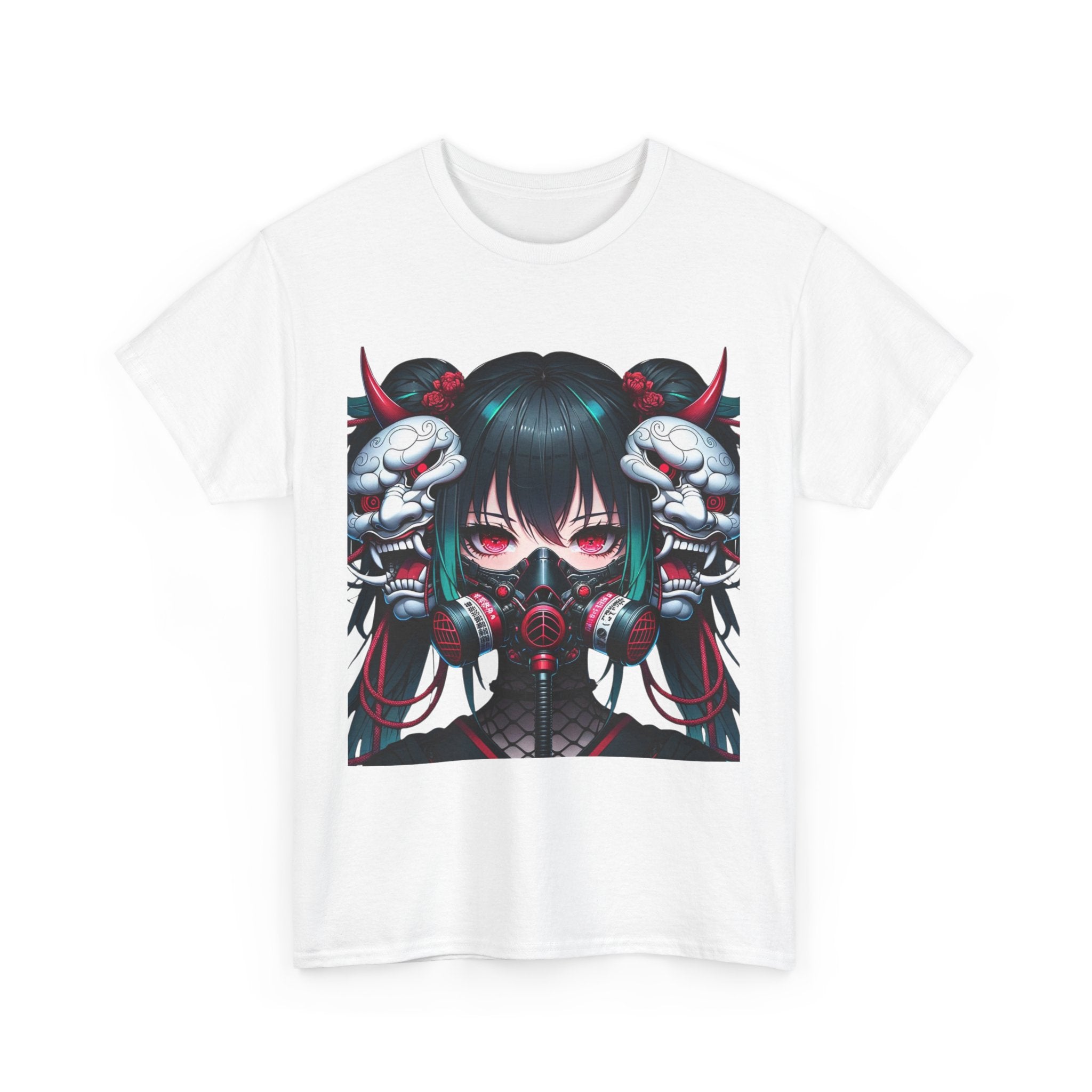 Anime Girl With Oni Mask Unisex Heavy Cotton Tee