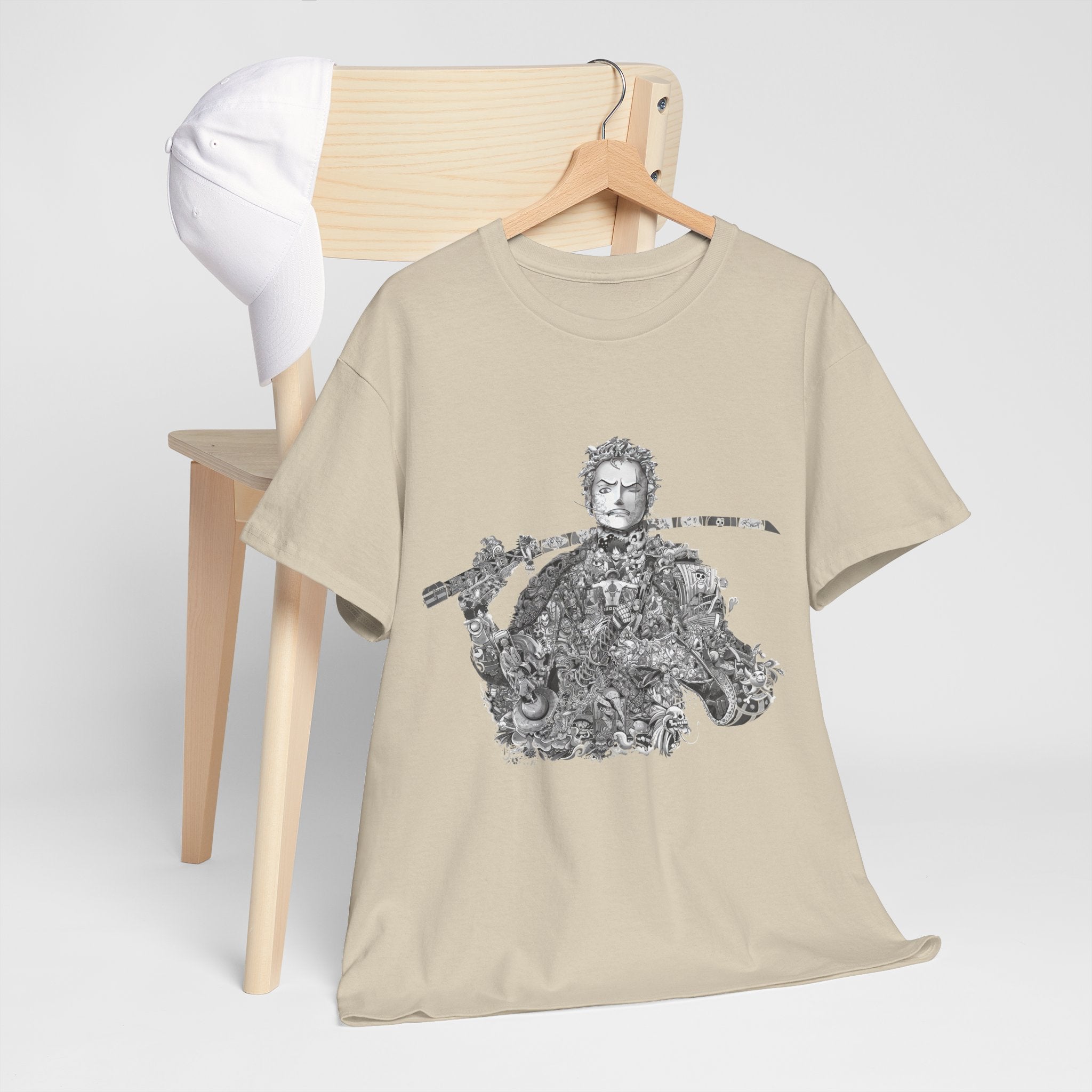 Unisex Heavy Cotton Tee - Artistic Samurai Design, Casual Streetwear for Anime Fans