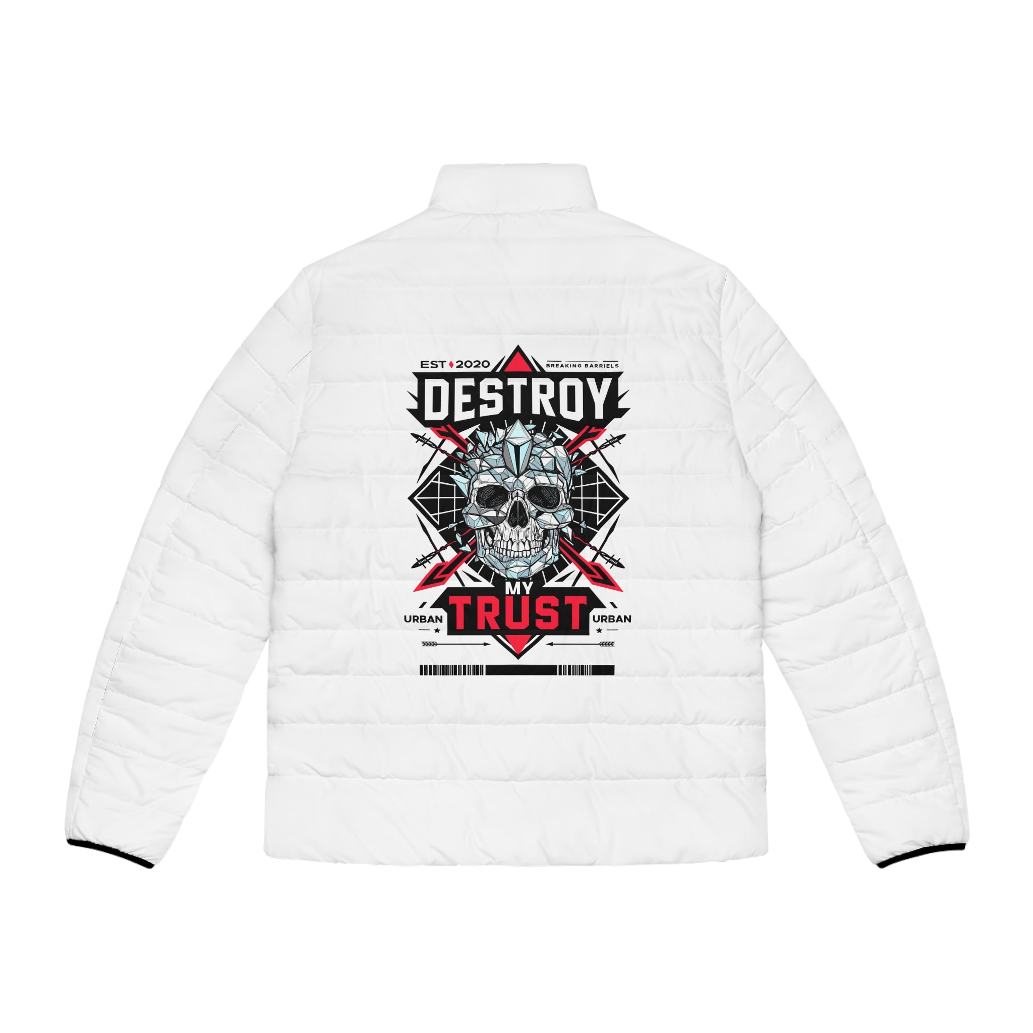 Men's Puffer Jacket - Urban Skull Design - Trust Your Style