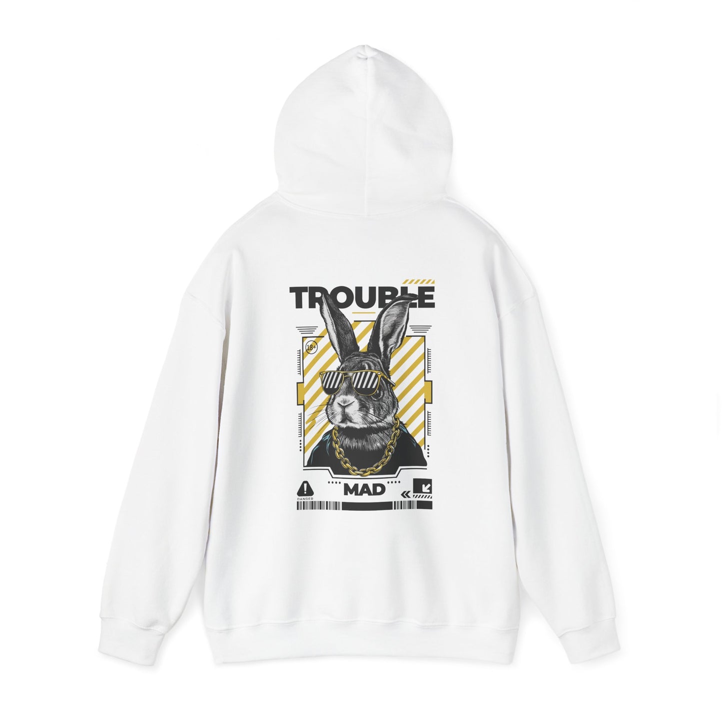 Unisex Heavy Blend™ Hooded Sweatshirt - 'Trouble' Bunny Design