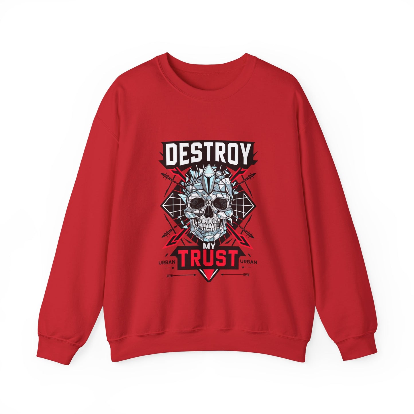 Skull Art Crewneck Sweatshirt – Destroy My Trust Design | Unisex Heavy Blend™