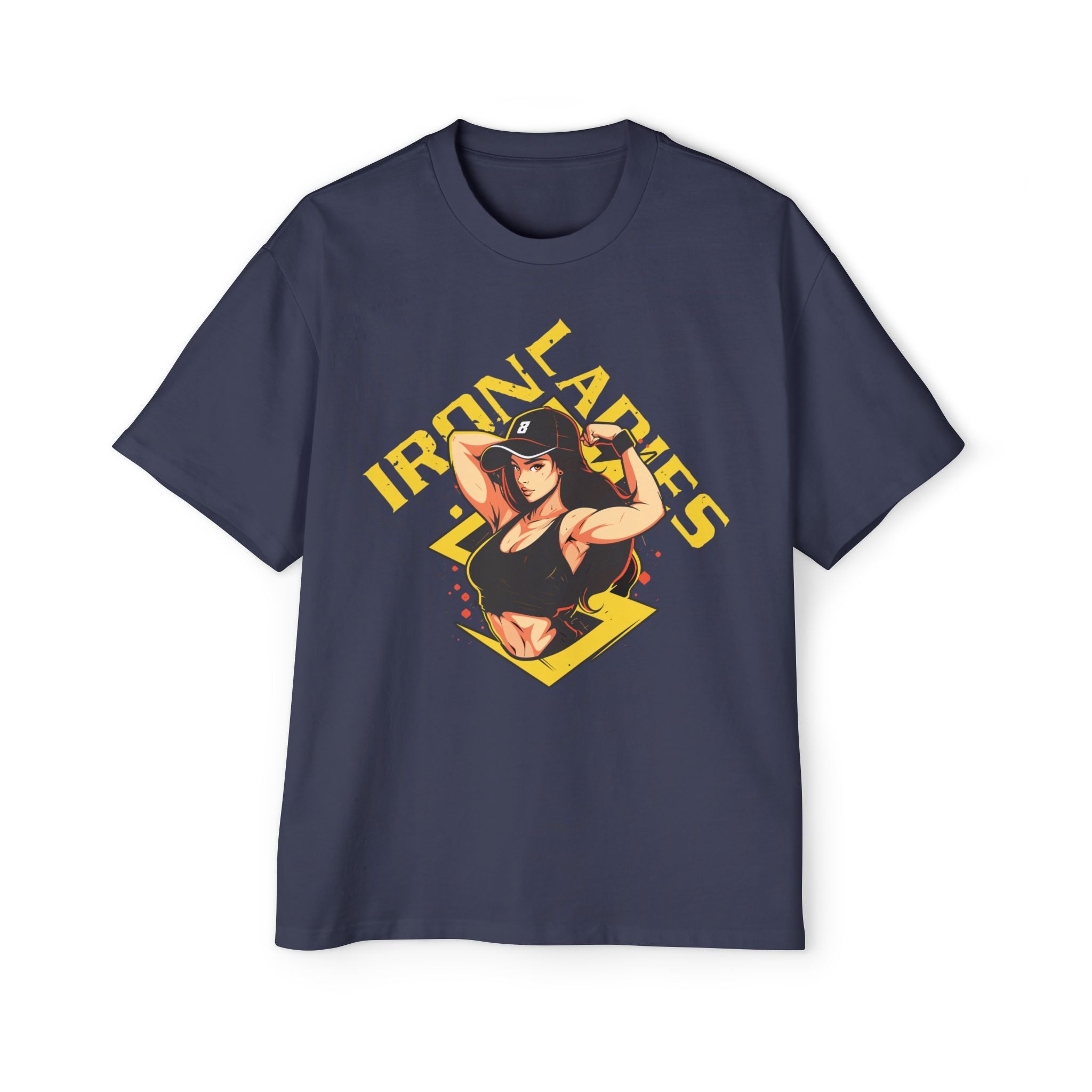 Iron Ladies Oversized Tee - Empowering Graphic Shirt for Fitness Enthusiasts