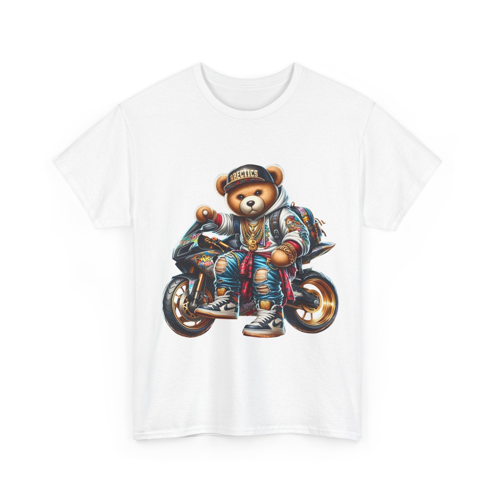 Gangsta Biker Teddy Bear Unisex Heavy Cotton Tee