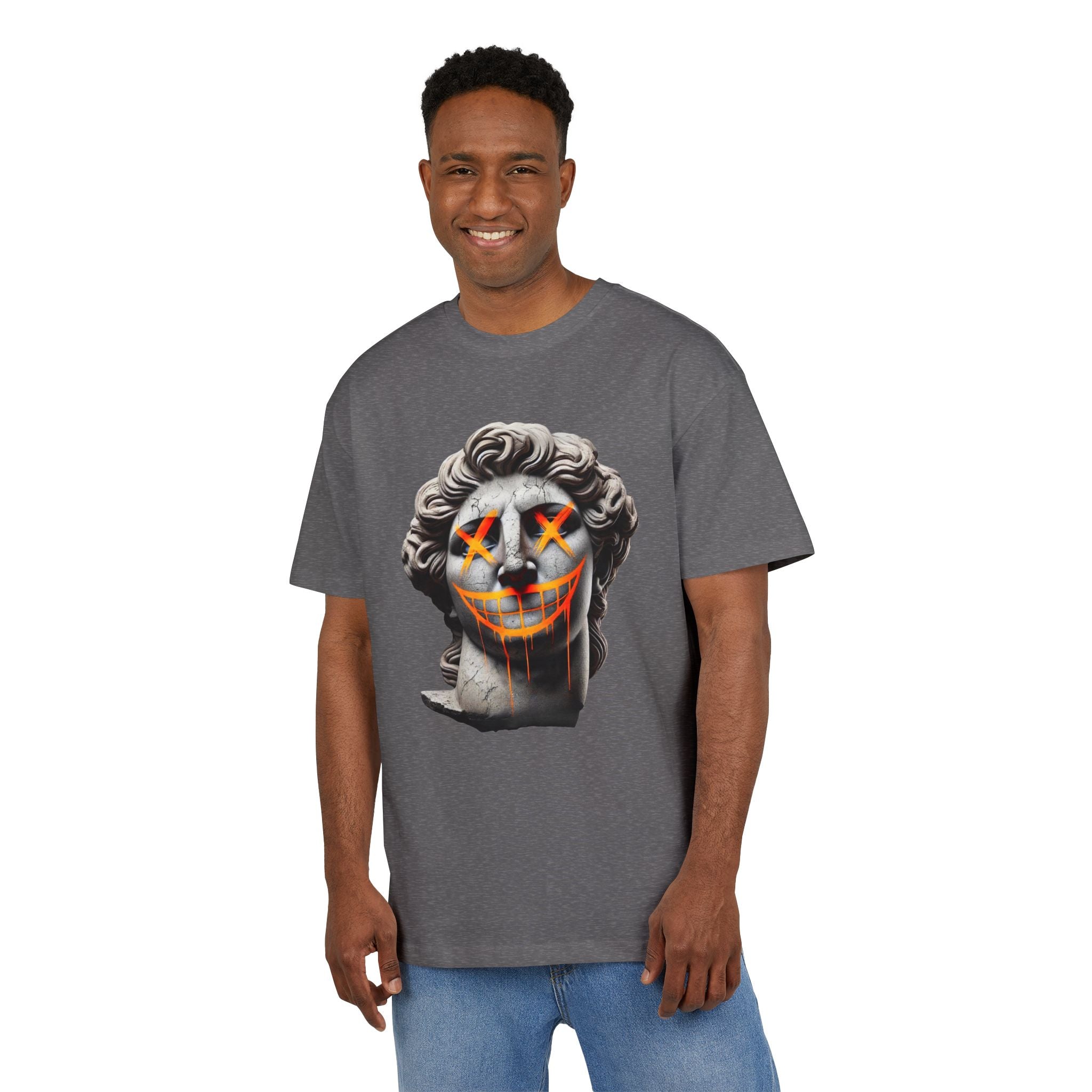 Dripping Gangsta David Oversize Tee with Distorted Statue Design