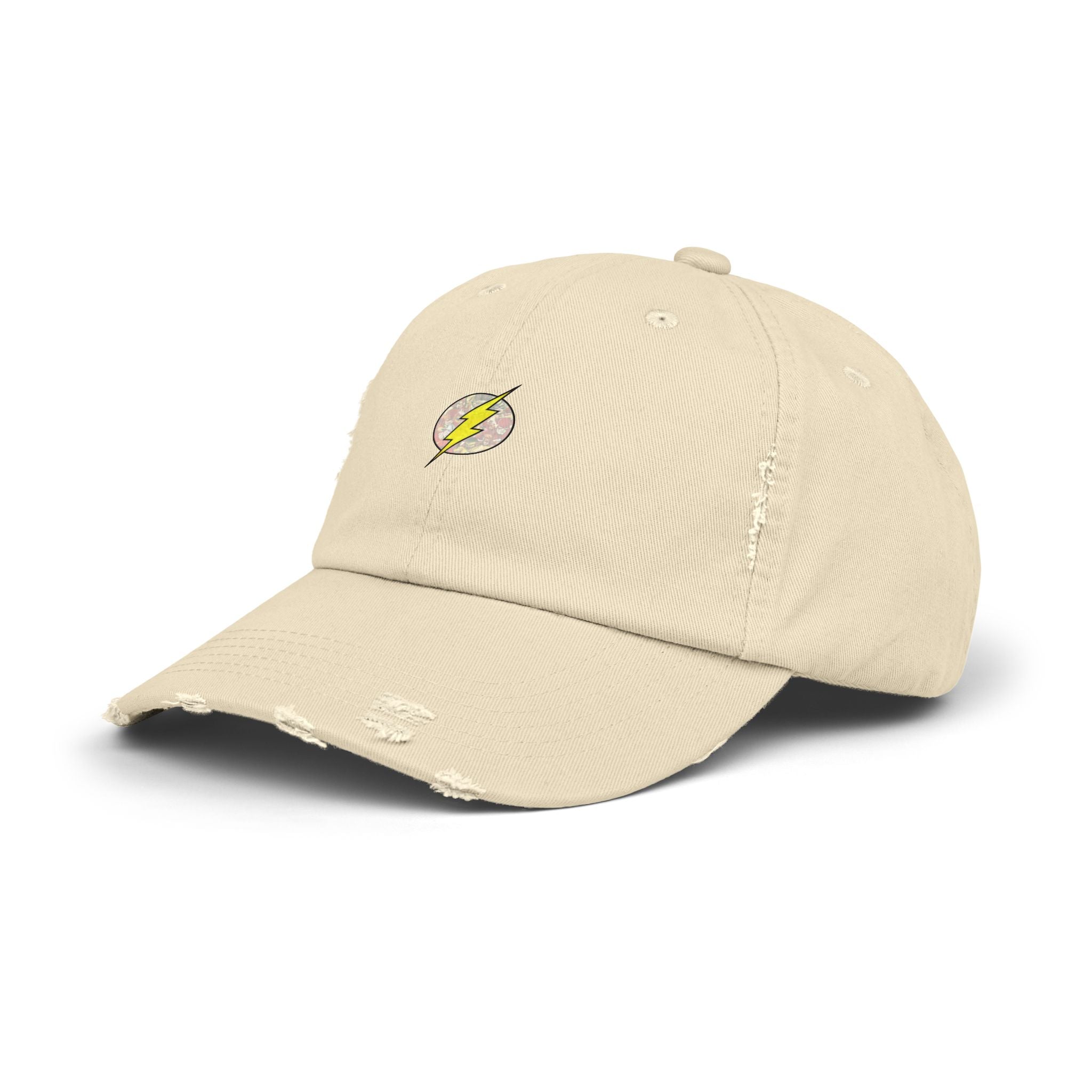 Distressed Cap with Lightning Design - Casual Fashion Essential
