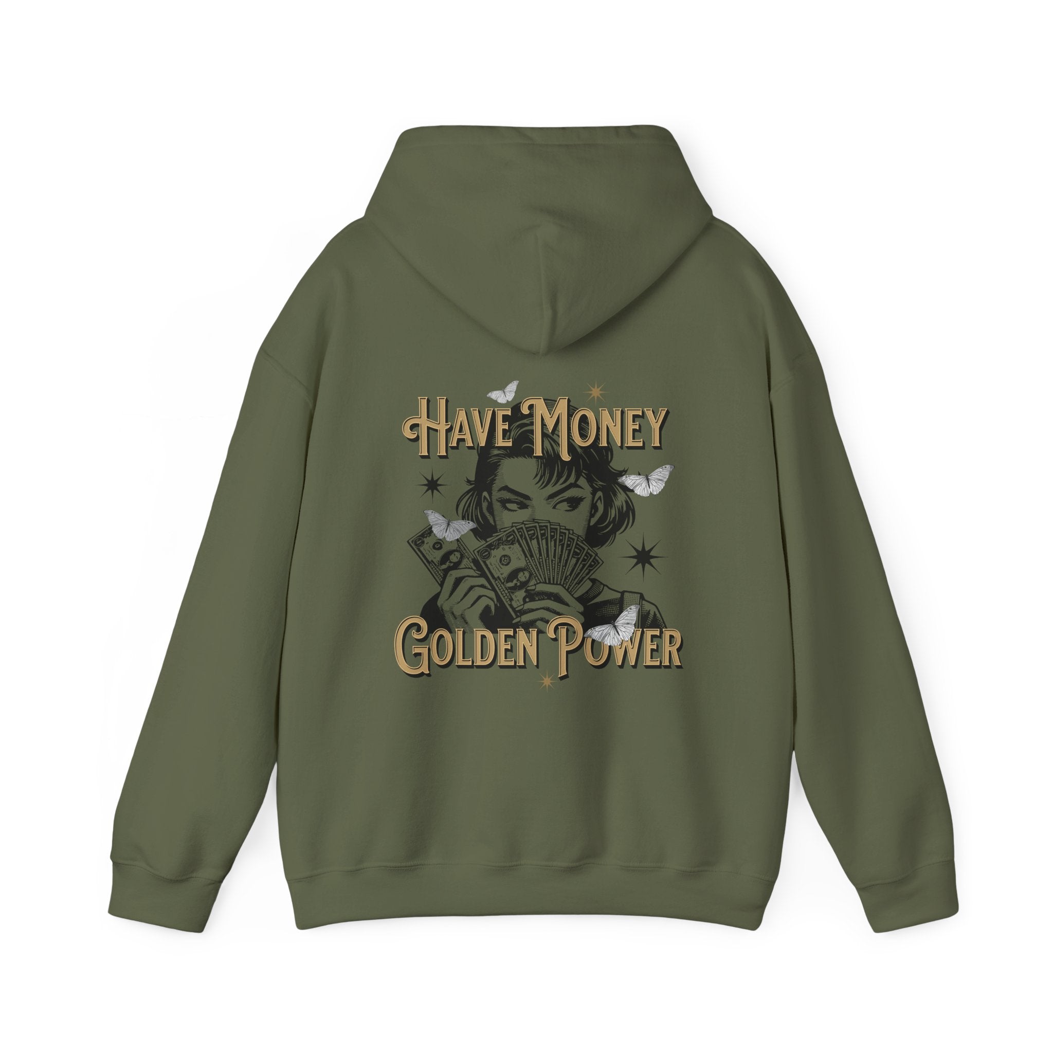 Have Money, Golden Power Graphic Unisex Heavy Blend™ Hooded Sweatshirt -