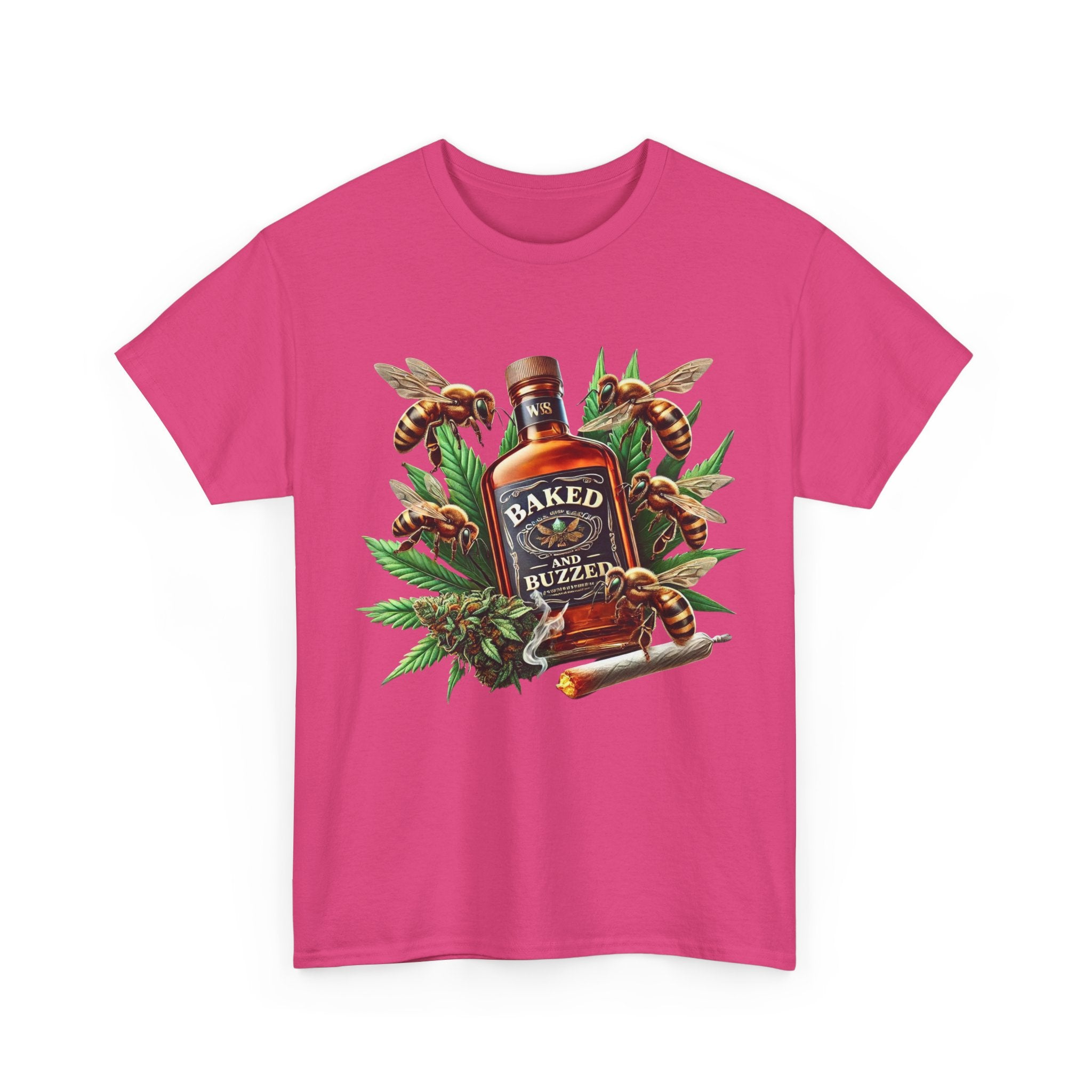 Baked And Buzzed Whiskey And Bees Unisex Heavy Cotton Tee