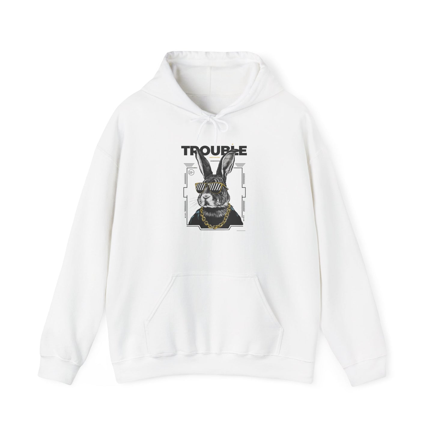 Unisex Heavy Blend™ Hooded Sweatshirt - 'Trouble' Bunny Design