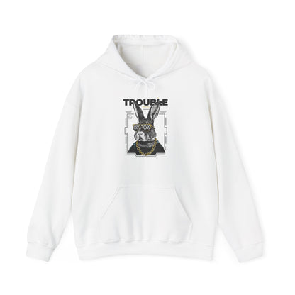 Unisex Heavy Blend™ Hooded Sweatshirt - 'Trouble' Bunny Design