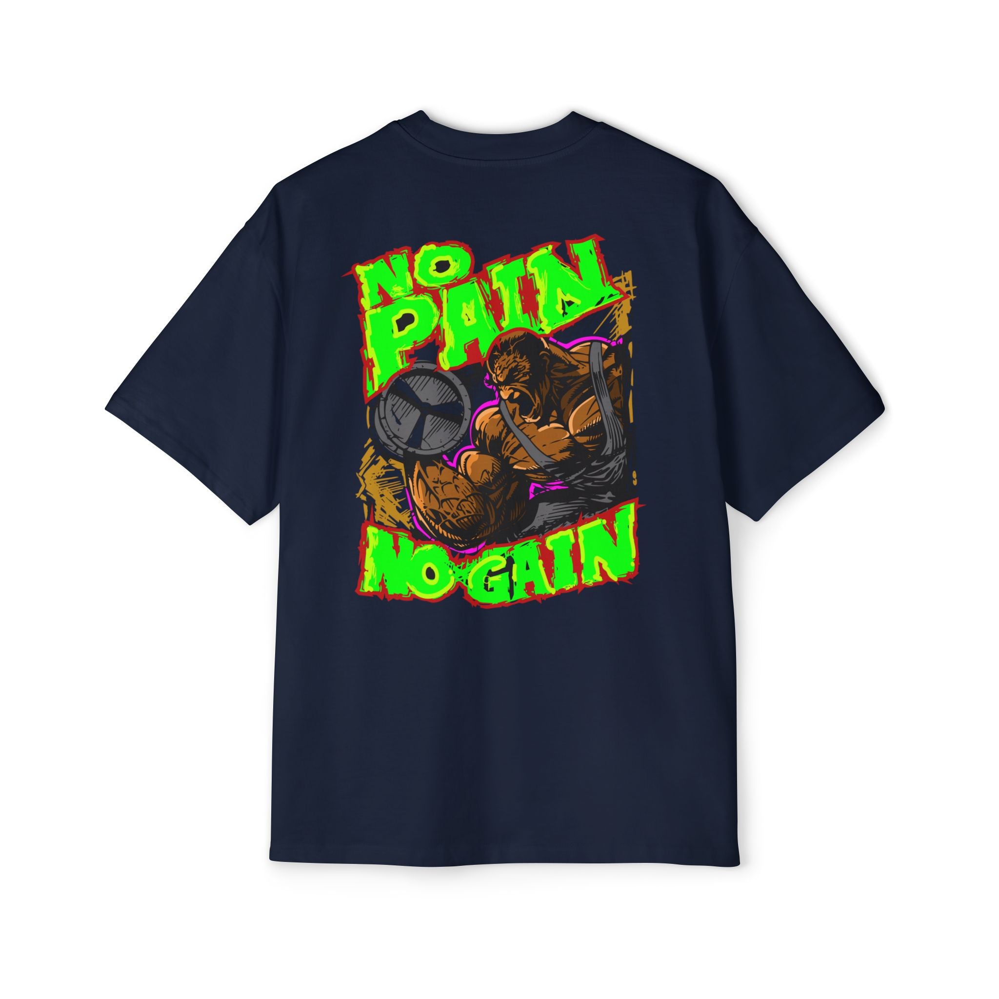 Oversized Tee - "No Pain, No Gain" Motivational Graphic Shirt