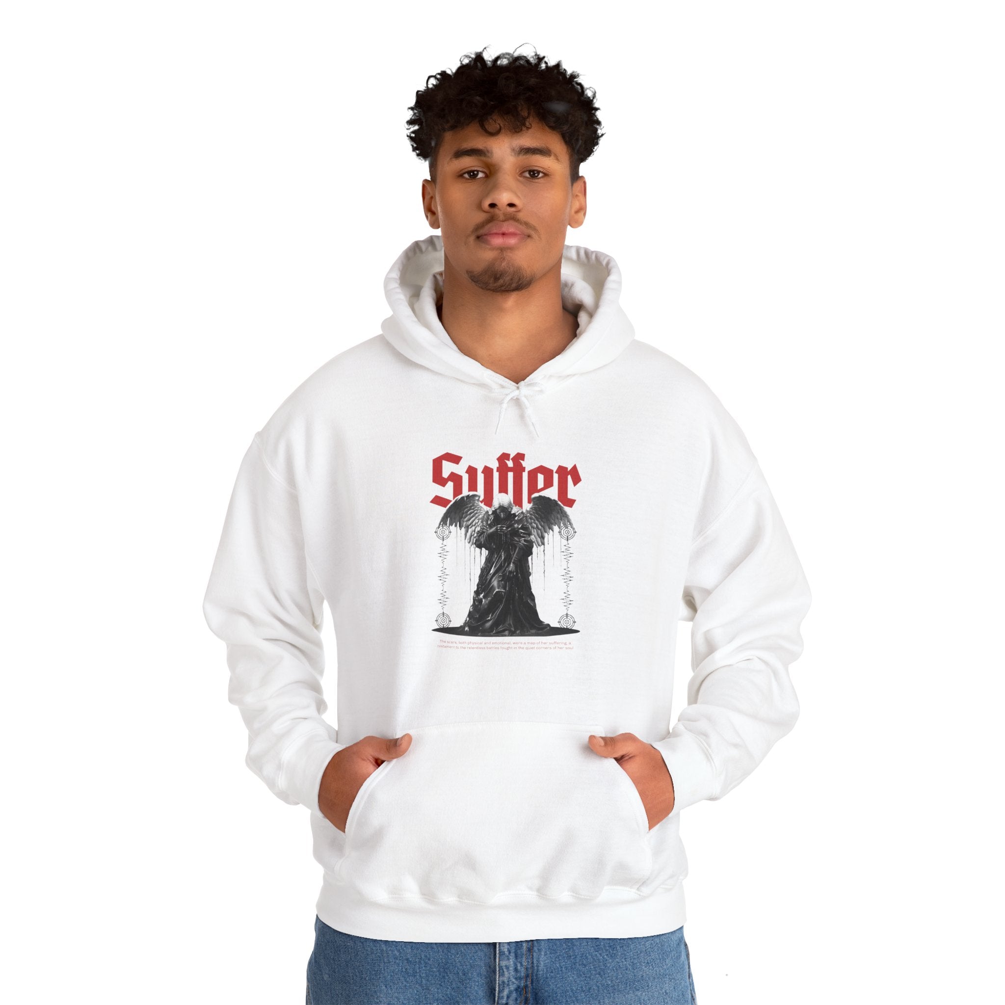 Gothic Unisex Hooded Sweatshirt - 'Suffer' Design