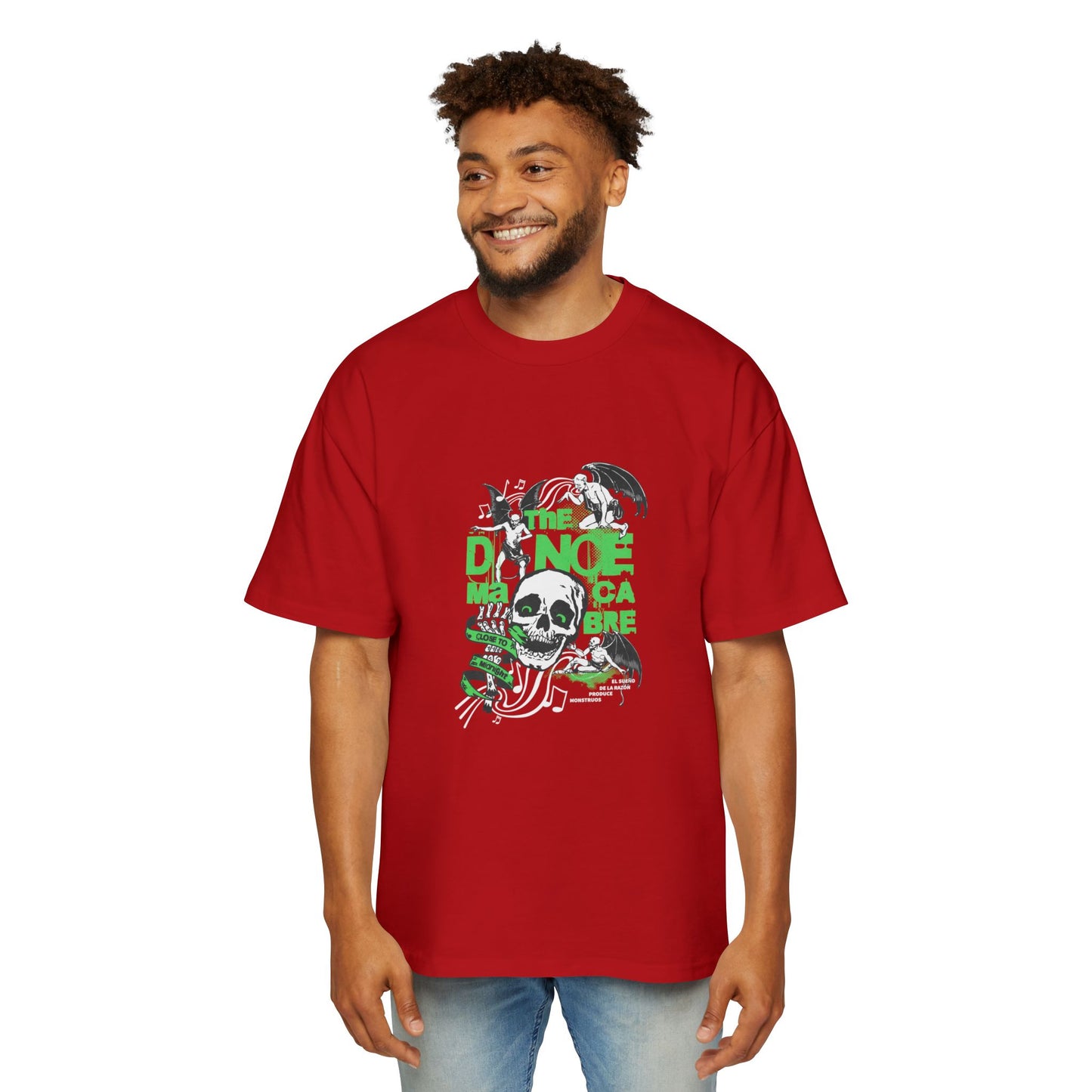 Heavy Oversized Tee - Dance Macabre Graphic Tee for Halloween & Party Wear.