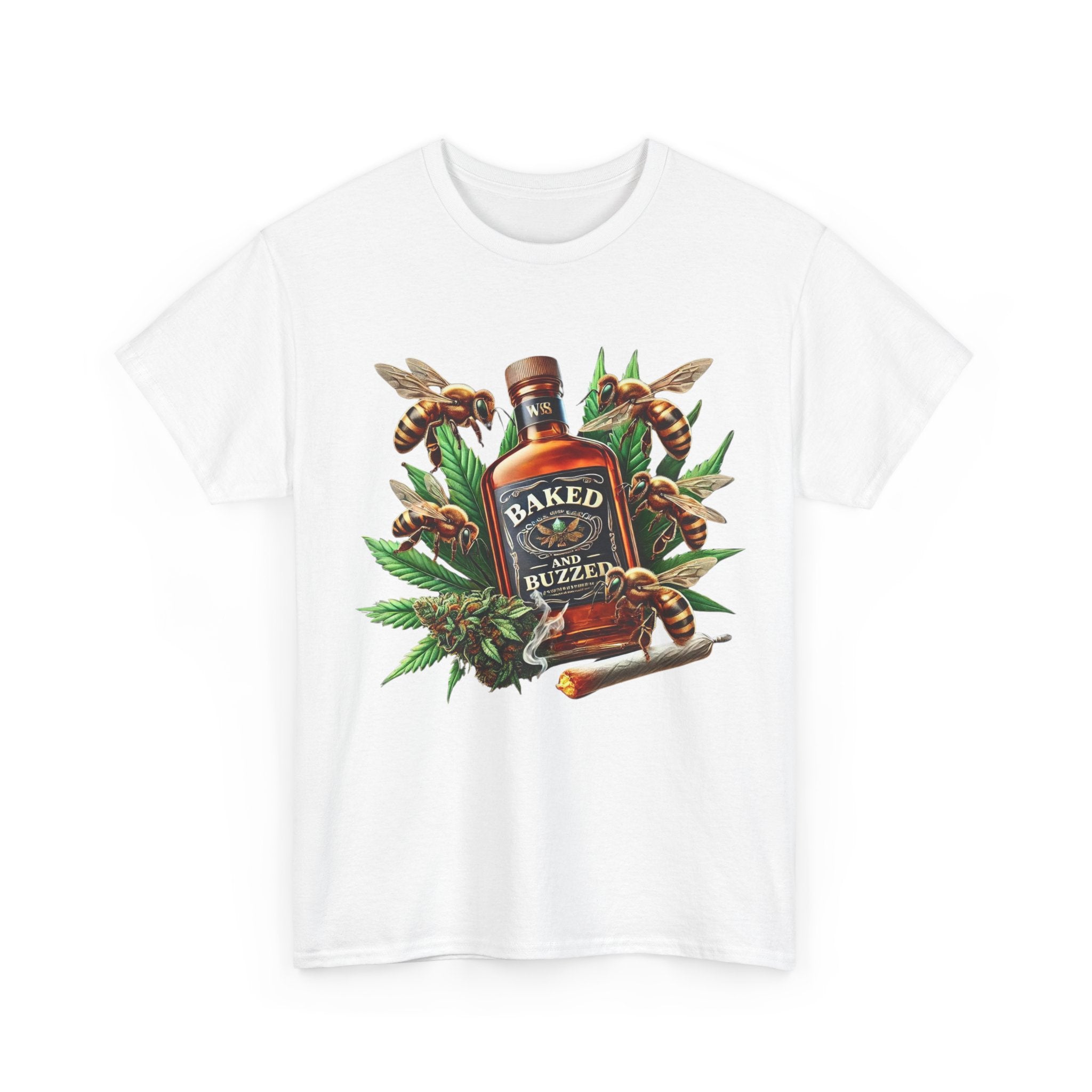 Baked And Buzzed Whiskey And Bees Unisex Heavy Cotton Tee