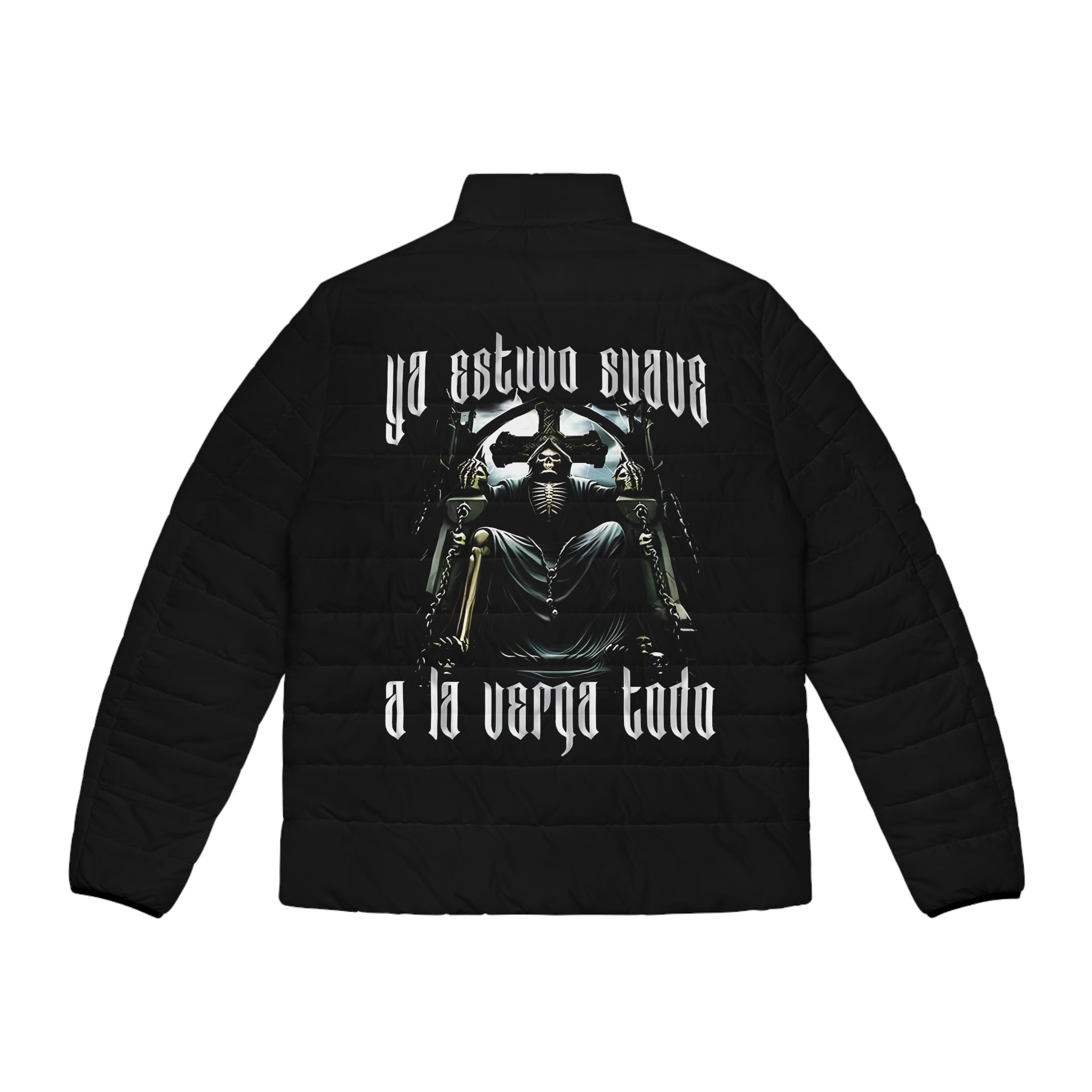 Men's Puffer Jacket with Edgy Graphic Design - Perfect for Casual Wear and Street Style