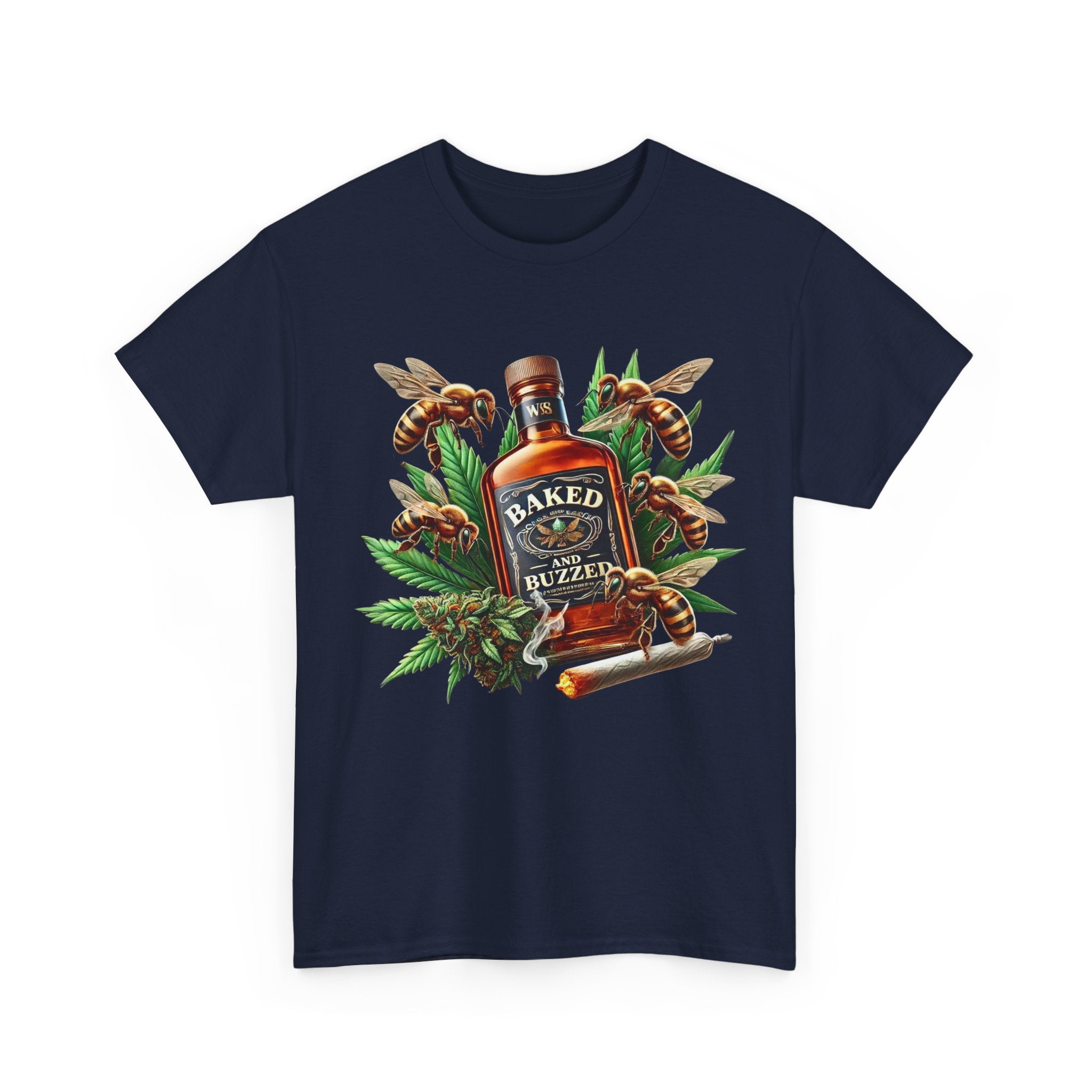 Baked And Buzzed Whiskey And Bees Unisex Heavy Cotton Tee