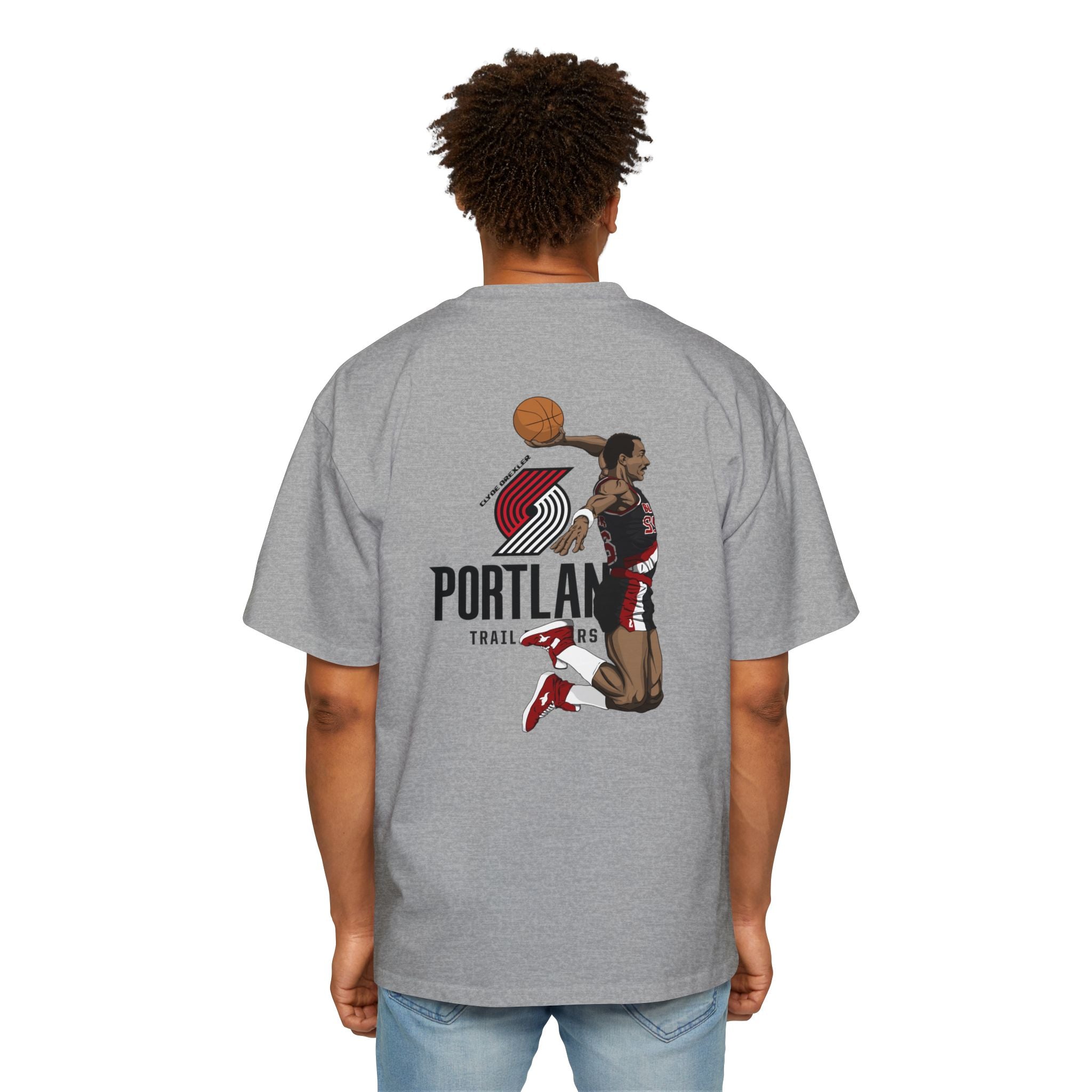 Clyde Drexler Basketball Vintage Style Oversized Tee