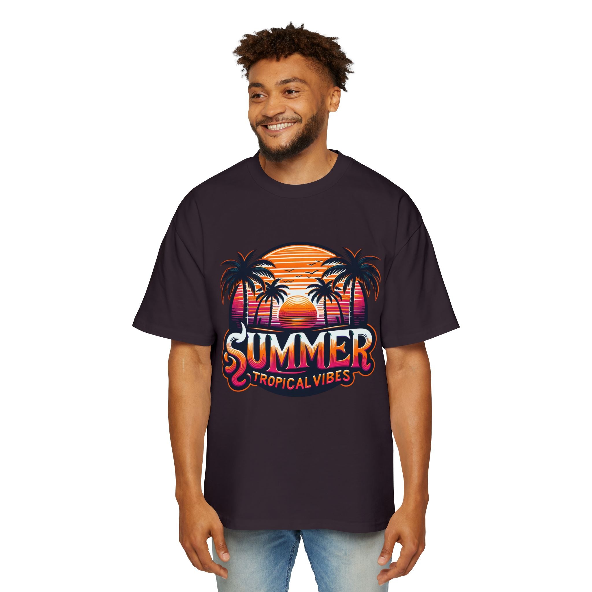 Heavy Oversized Tee - Summer Tropical Vibes Graphic T-Shirt
