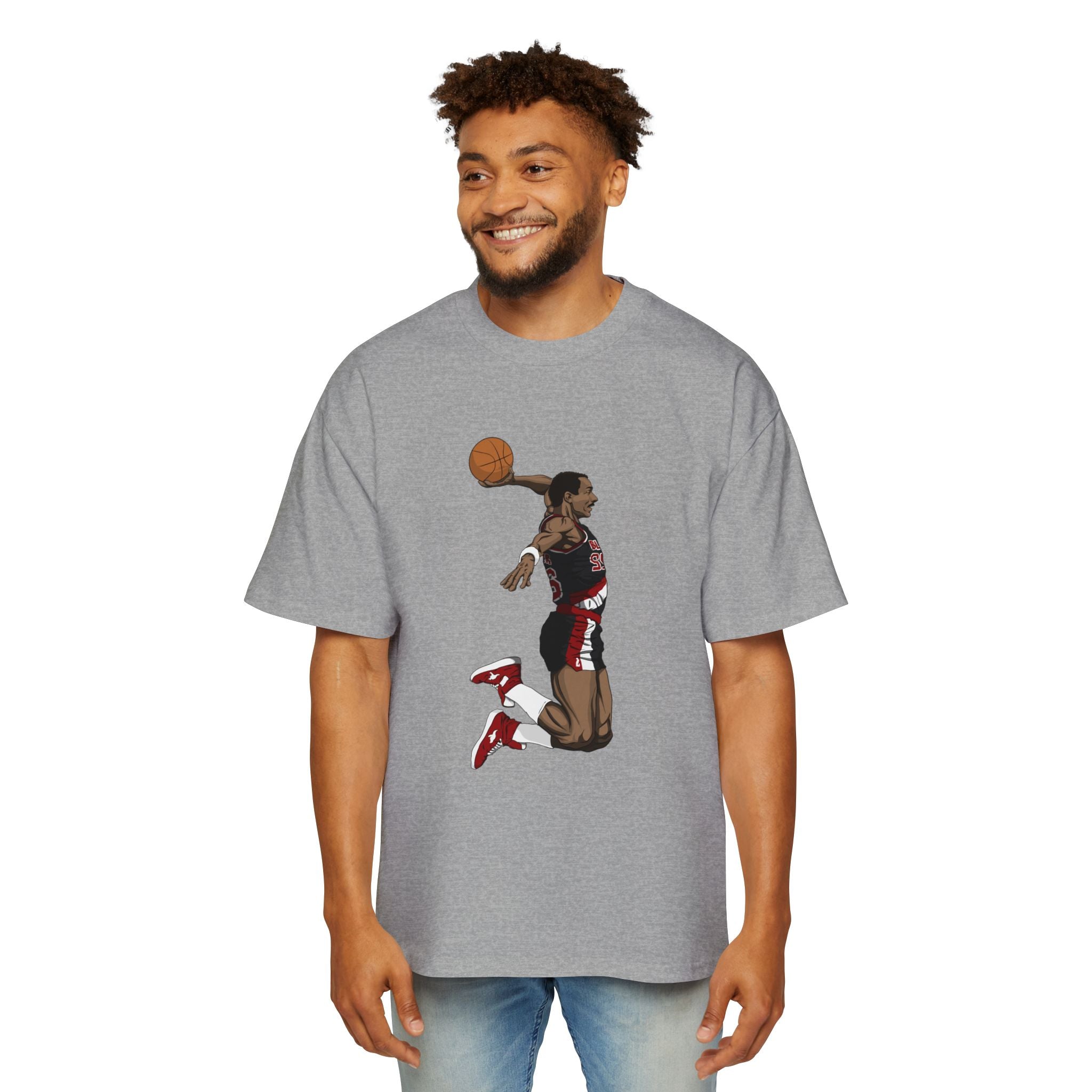 Clyde Drexler Basketball Vintage Style Oversized Tee