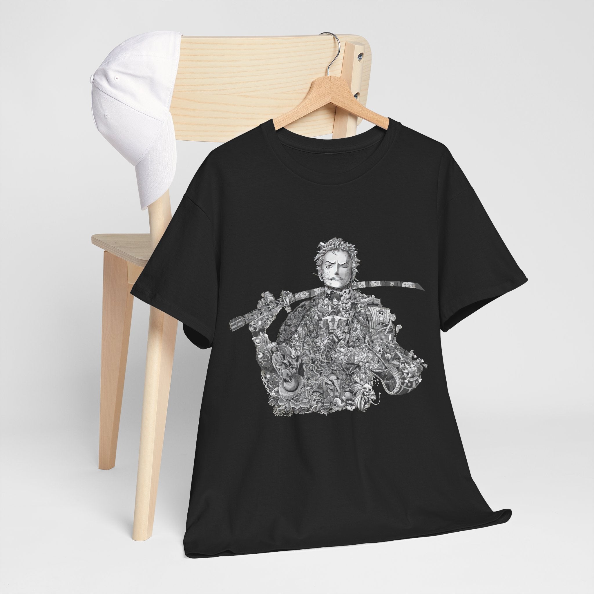 Unisex Heavy Cotton Tee - Artistic Samurai Design, Casual Streetwear for Anime Fans