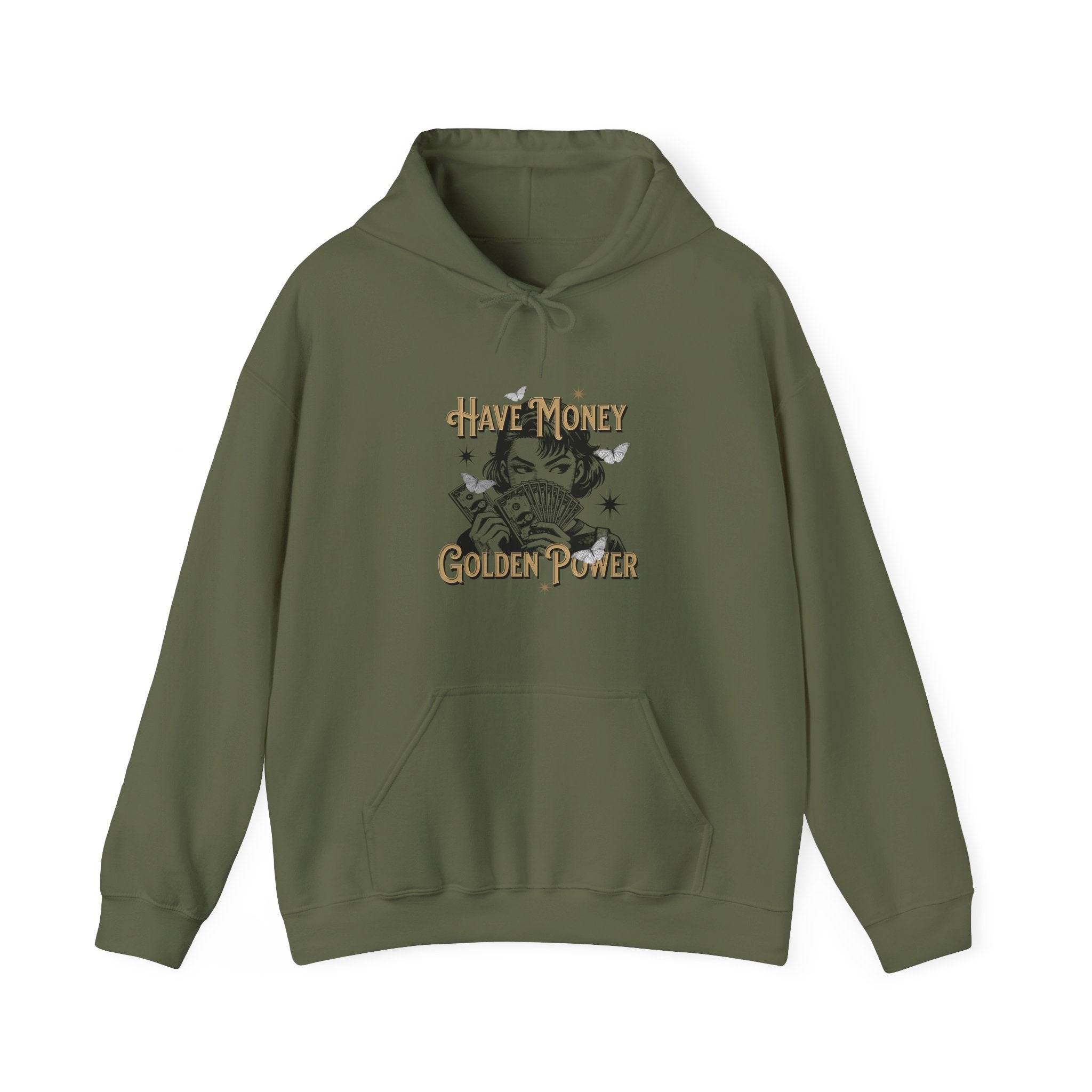Have Money, Golden Power Graphic Unisex Heavy Blend™ Hooded Sweatshirt -