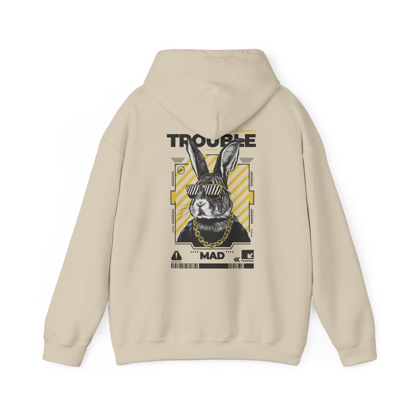 Unisex Heavy Blend™ Hooded Sweatshirt - 'Trouble' Bunny Design