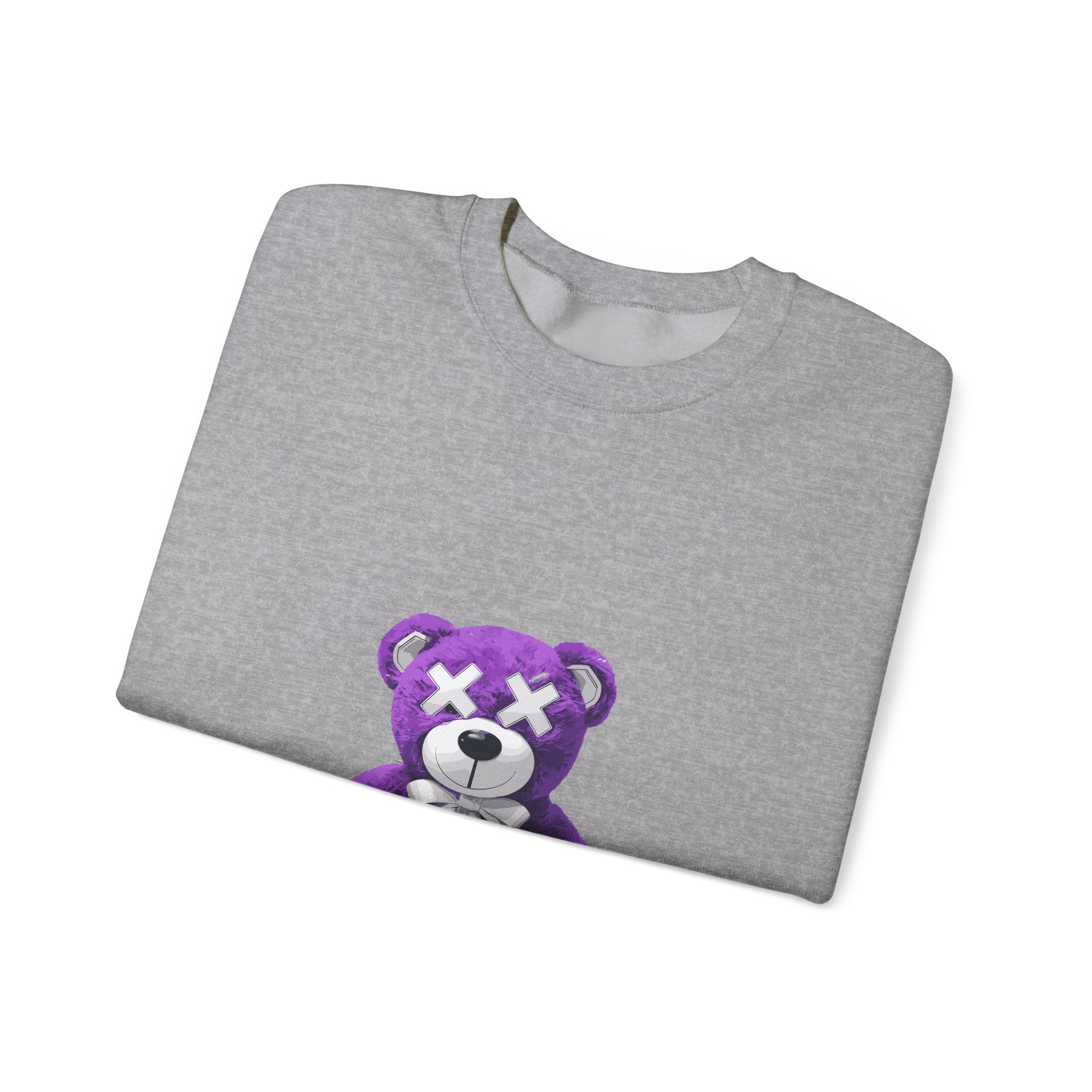 Unisex Heavy Blend™ Crewneck Sweatshirt - Purple Bear Graphic - Unique Streetwear Design