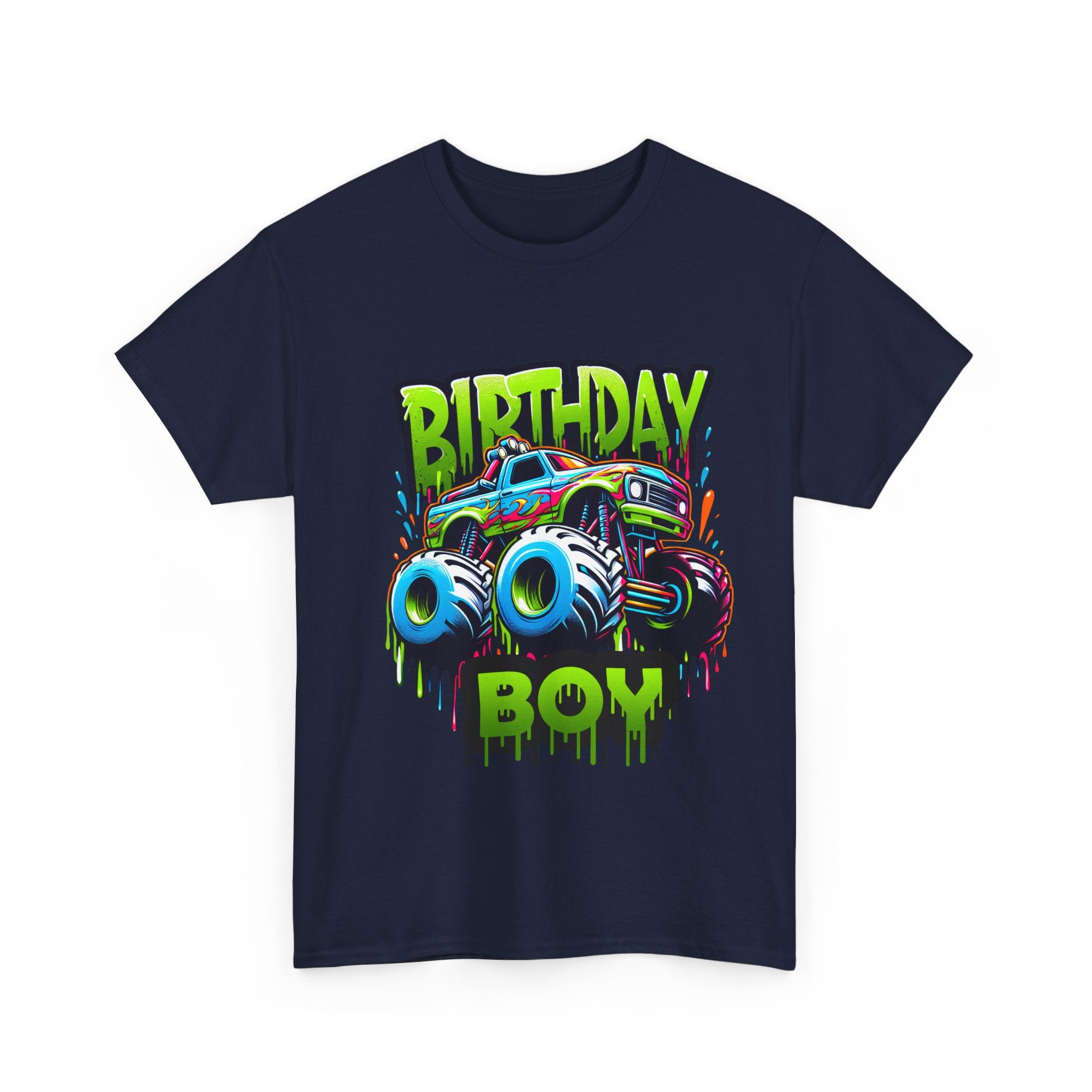 Birthday Boy Monster Truck Unisex Heavy Cotton Tee