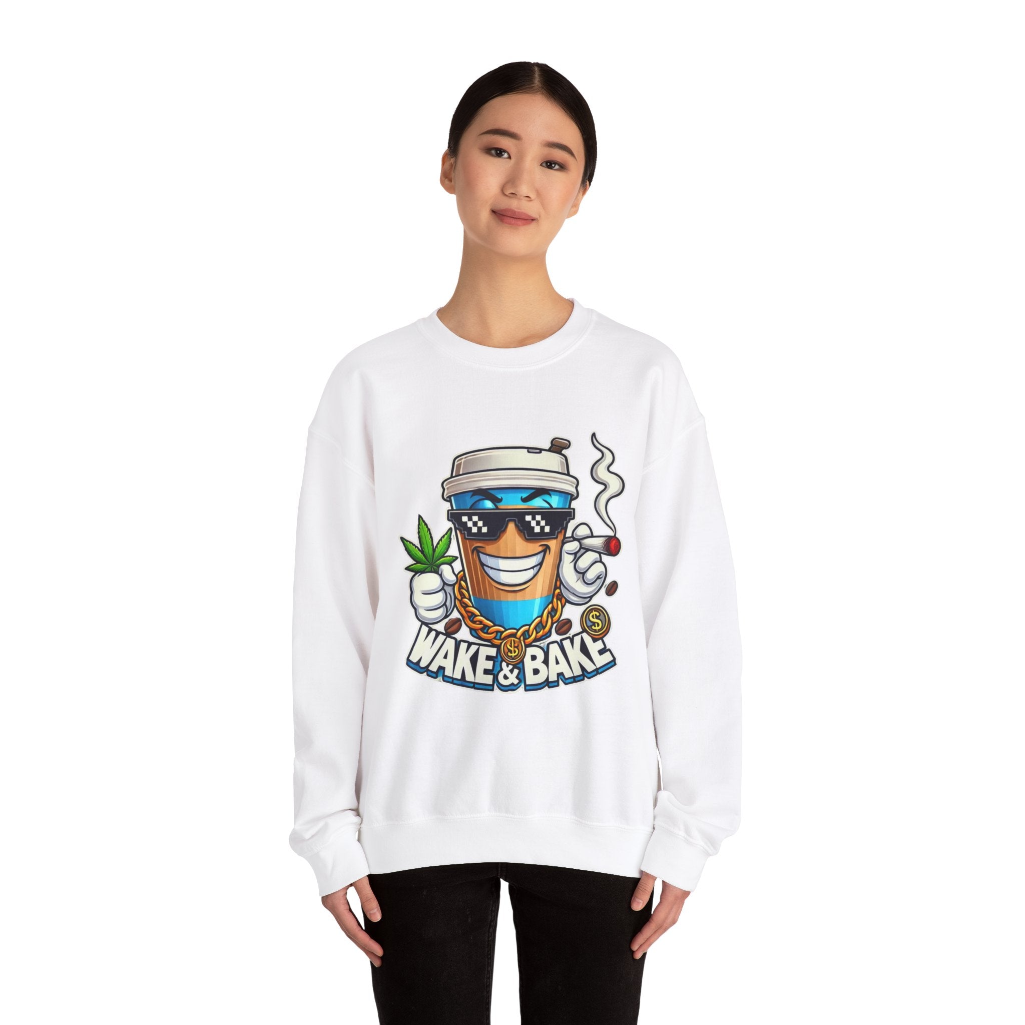 Wake & Bake Unisex Heavy Blend™ Crewneck Sweatshirt - Perfect for Cozy Days & Cannabis Enthusiasts