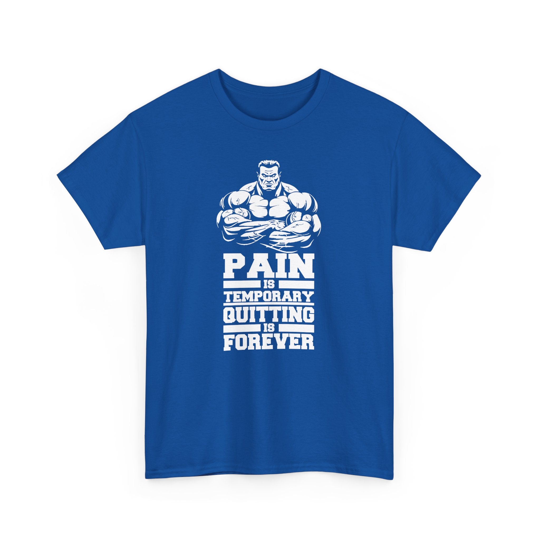 Motivational Unisex Heavy Cotton Tee - 'Pain is Temporary, Quitting is Forever'