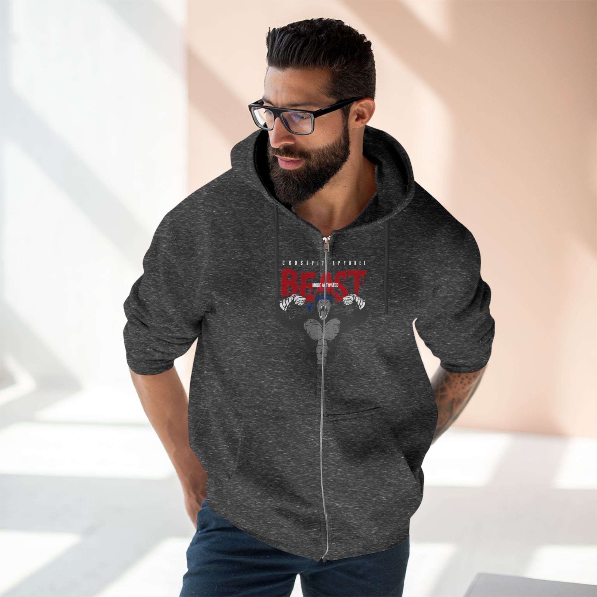 Beast Unisex Zip Hoodie - Perfect for Gym Enthusiasts and Casual Wear