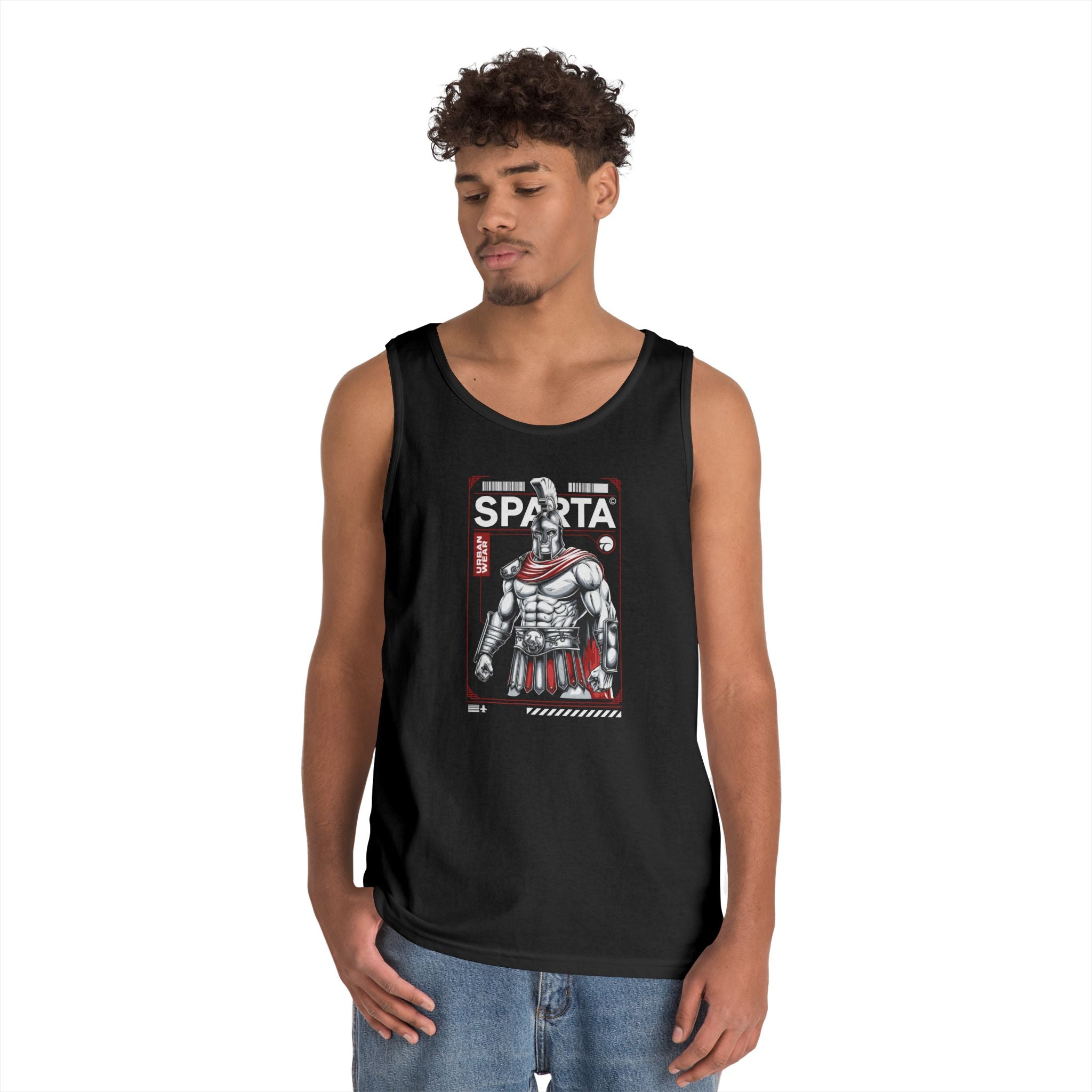 Sparta Warrior Unisex Heavy Cotton Tank Top - Bold Graphic Tee for Fitness & Casual Wear