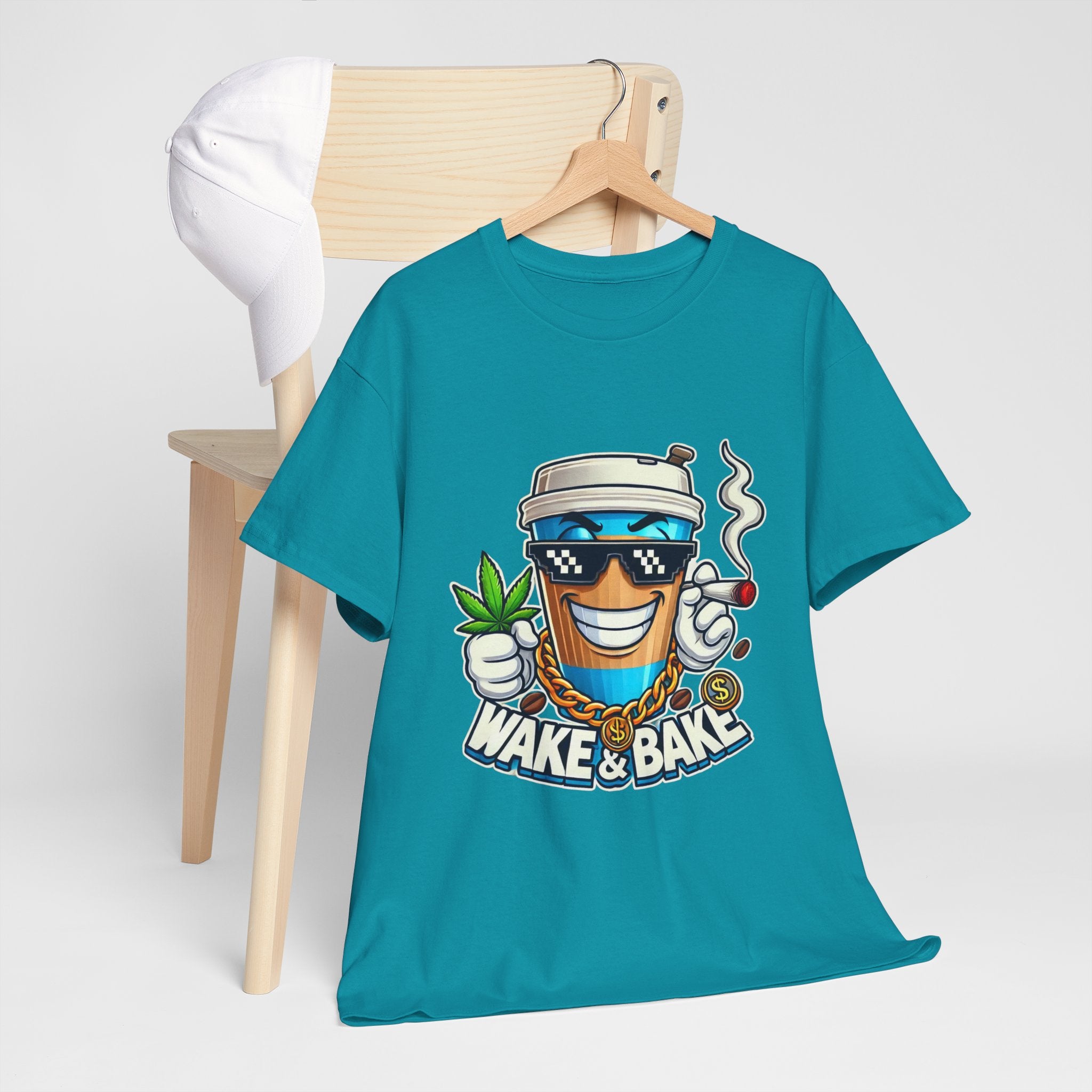 Wake & Bake Unisex Heavy Cotton Tee - Fun Cannabis Culture Shirt