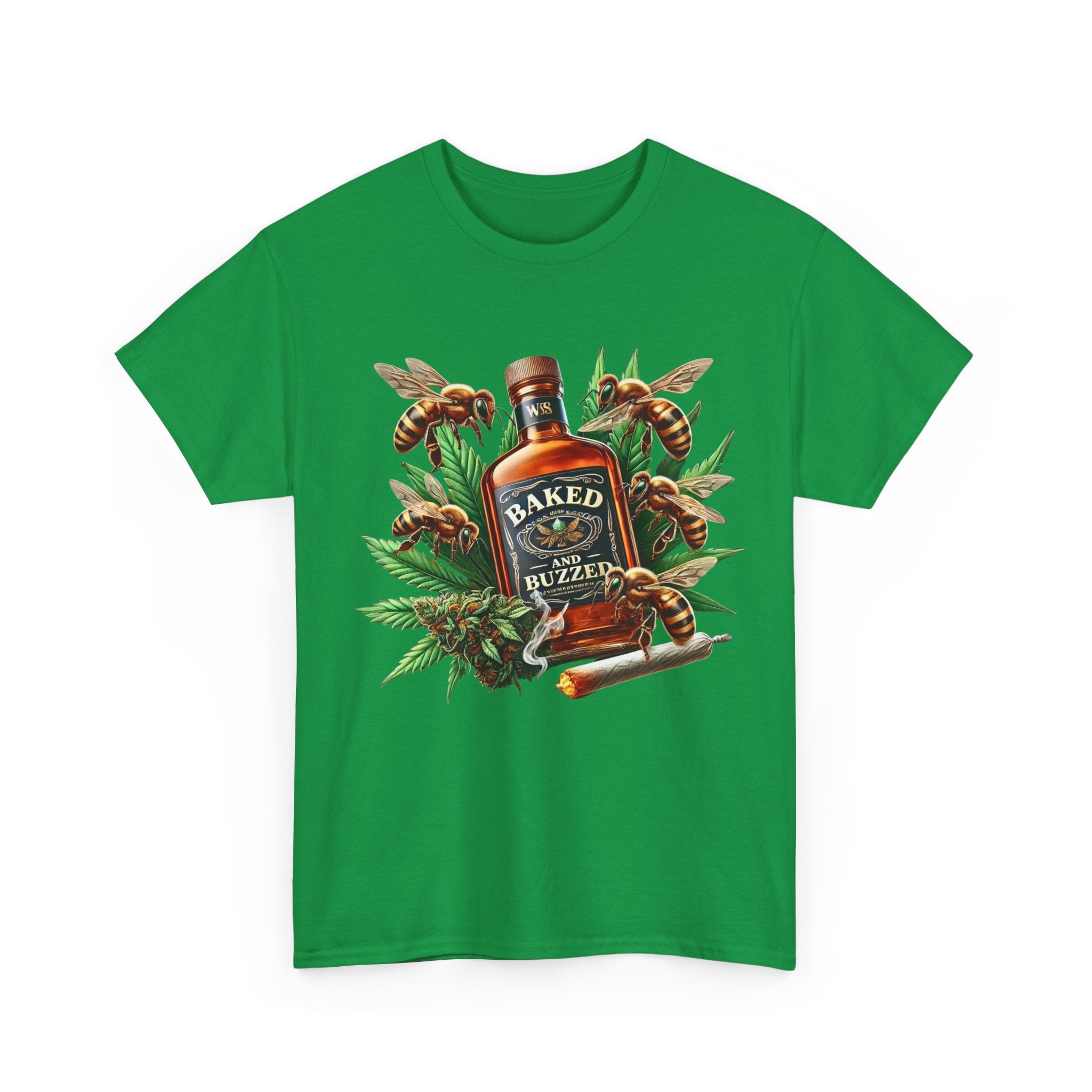 Baked And Buzzed Whiskey And Bees Unisex Heavy Cotton Tee