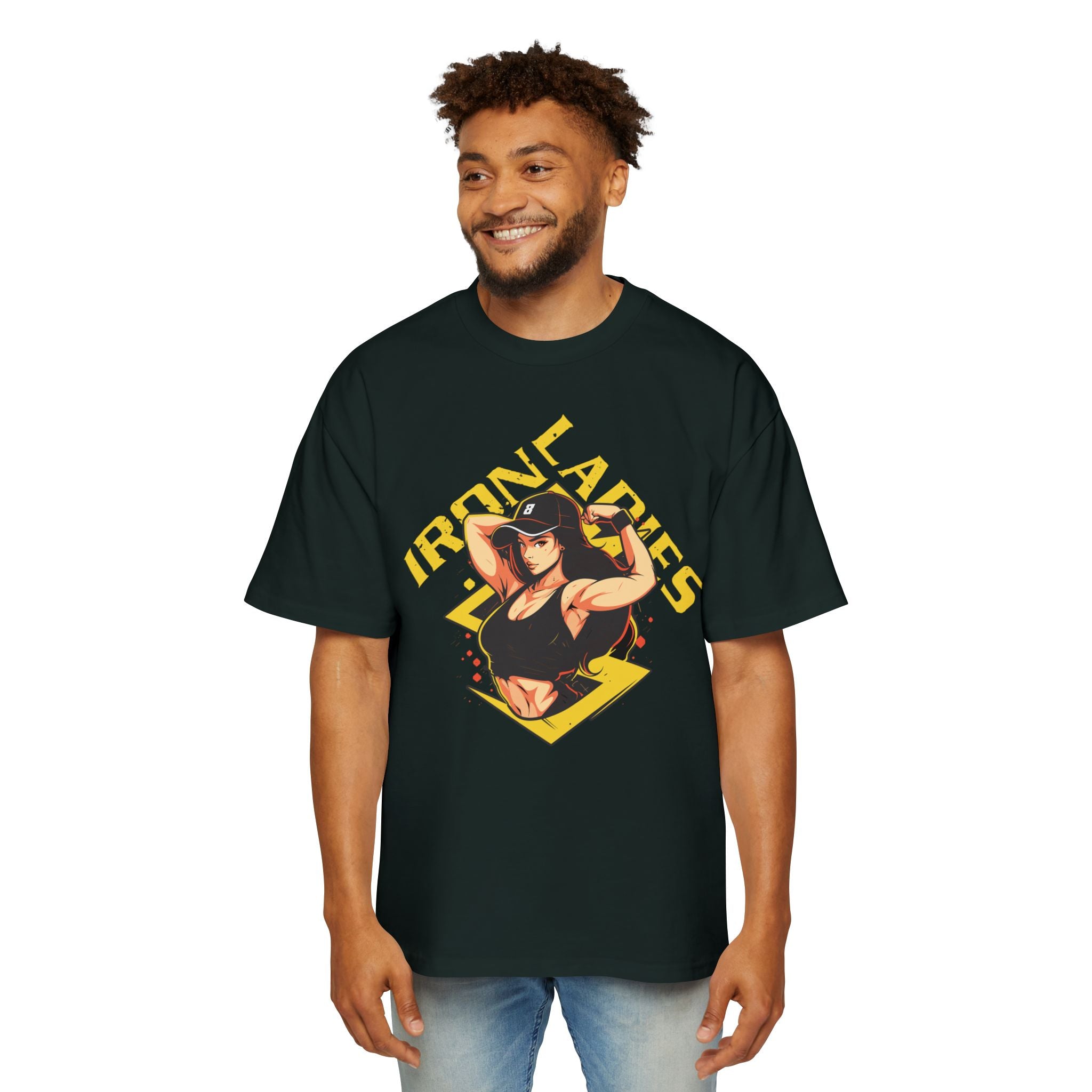 Iron Ladies Oversized Tee - Empowering Graphic Shirt for Fitness Enthusiasts