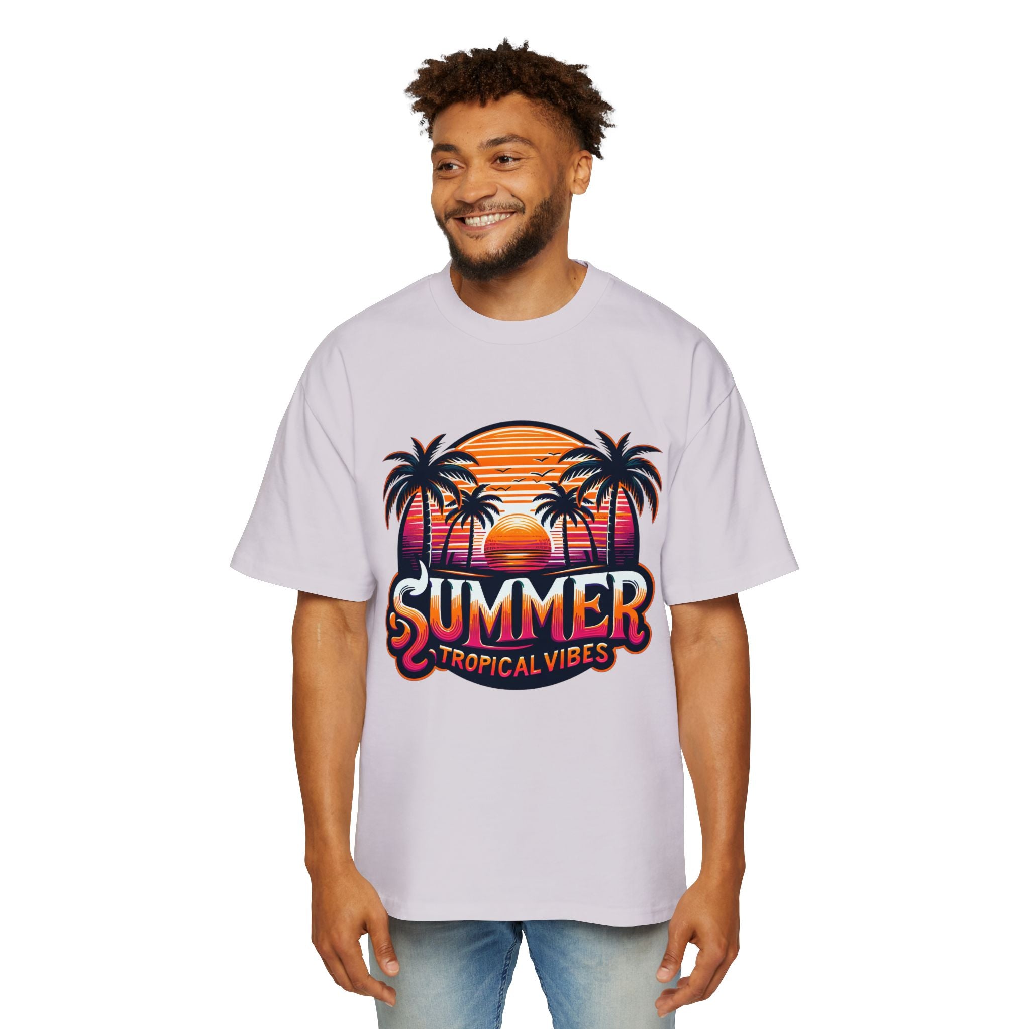 Heavy Oversized Tee - Summer Tropical Vibes Graphic T-Shirt