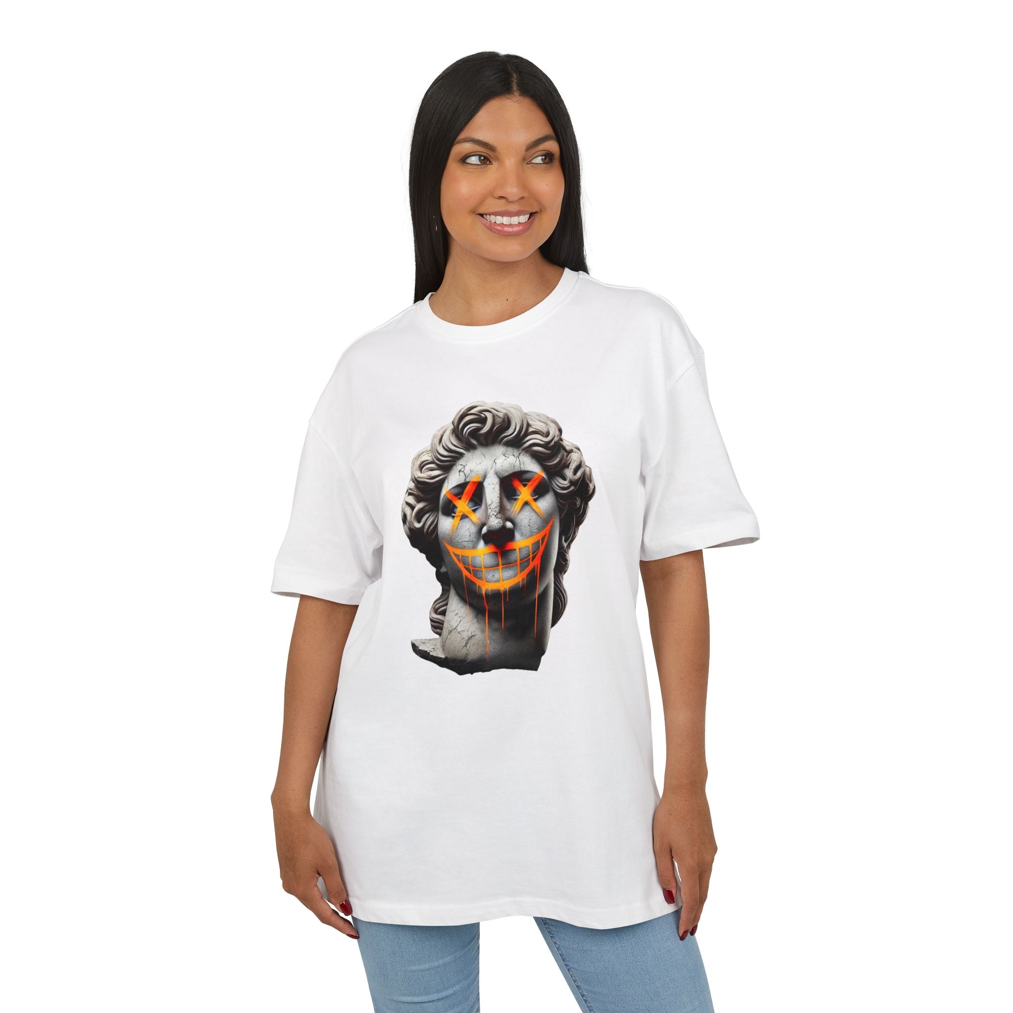 Dripping Gangsta David Oversize Tee with Distorted Statue Design