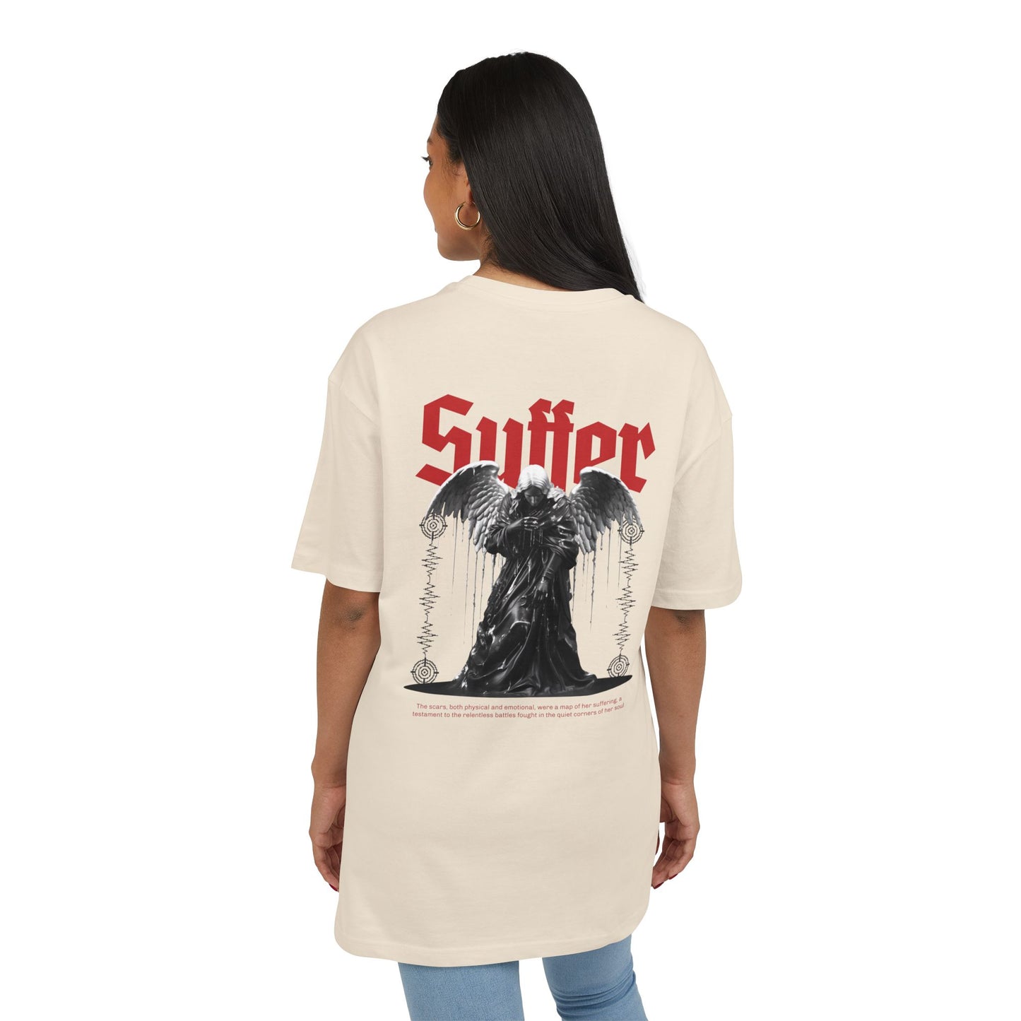 Gothic Angel Unisex Heavy Oversize Tee - 'Suffer' Graphic T-Shirt