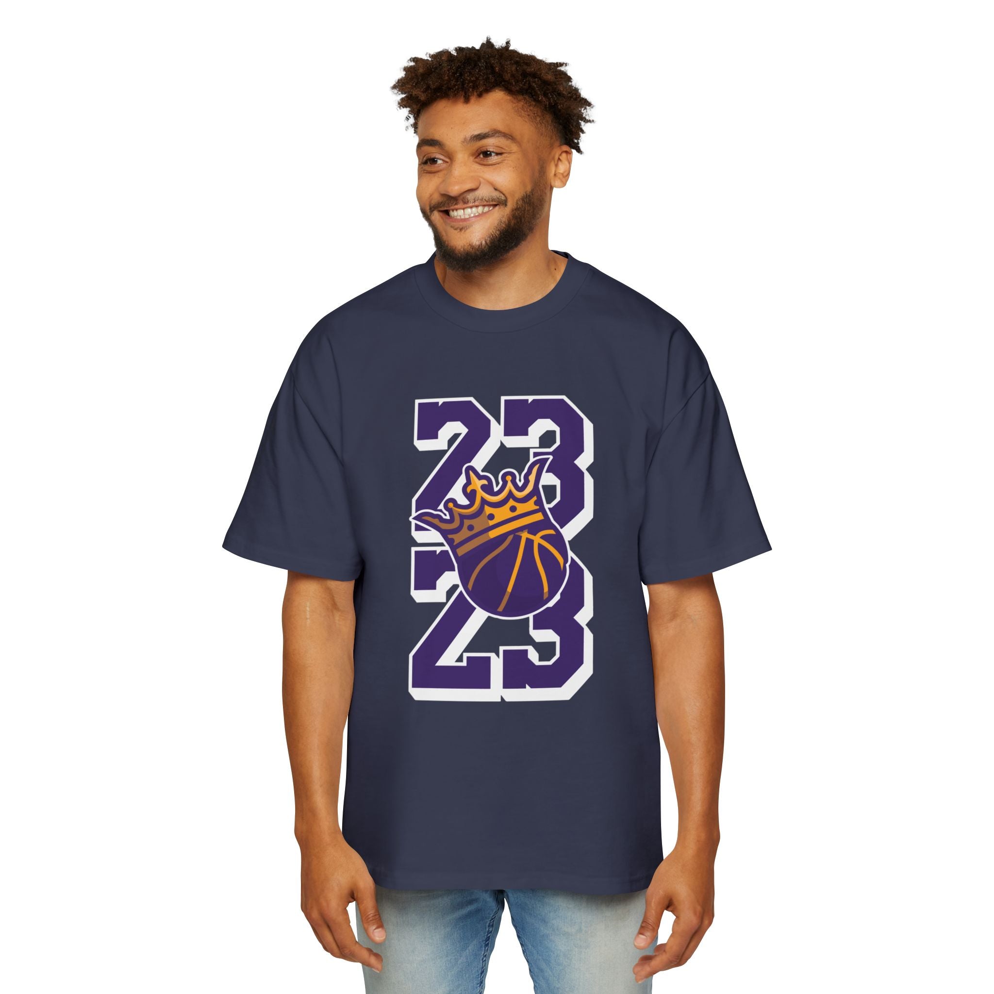 Oversized Graphic Tee - Basketball Crown Design - Perfect for Sports Fans