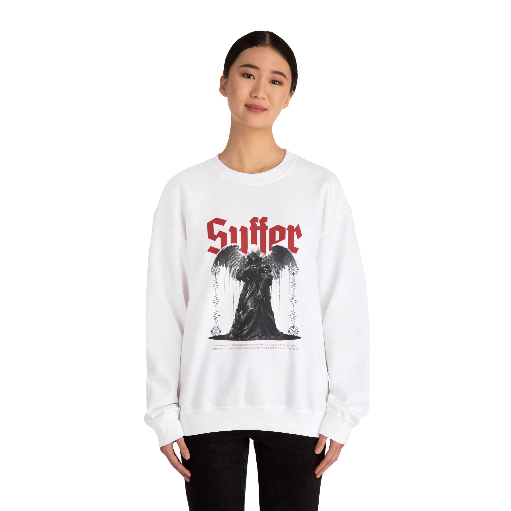 Suffer Unisex Heavy Blend Crewneck Sweatshirt - Bold Graphic Design for Gothic Style Lovers