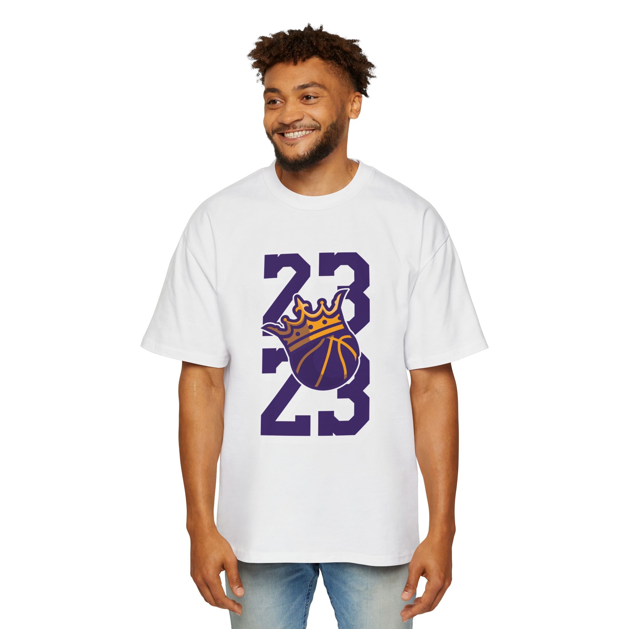 Oversized Graphic Tee - Basketball Crown Design - Perfect for Sports Fans